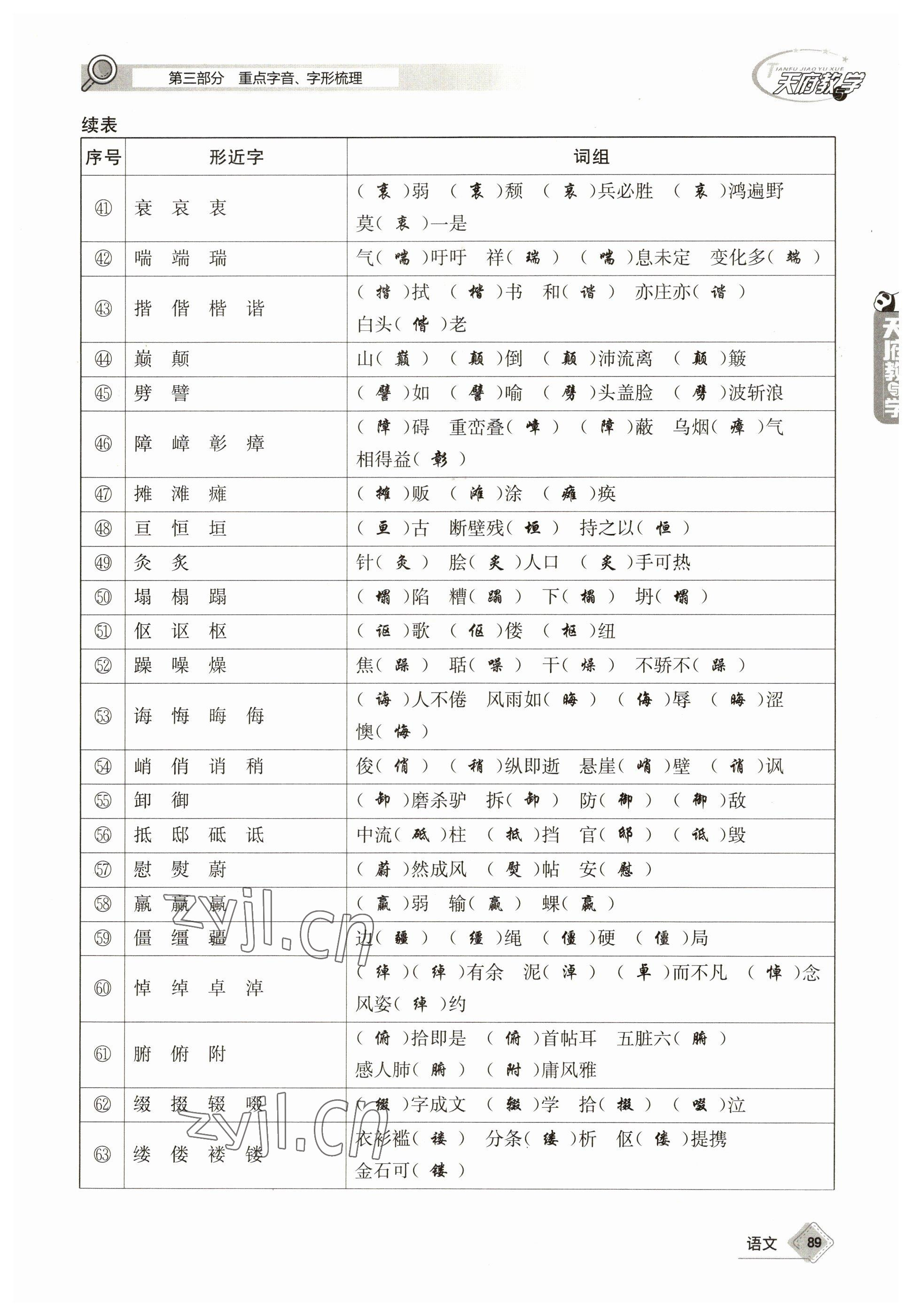 2023年天府教與學(xué)中考復(fù)習(xí)與訓(xùn)練語文 參考答案第89頁