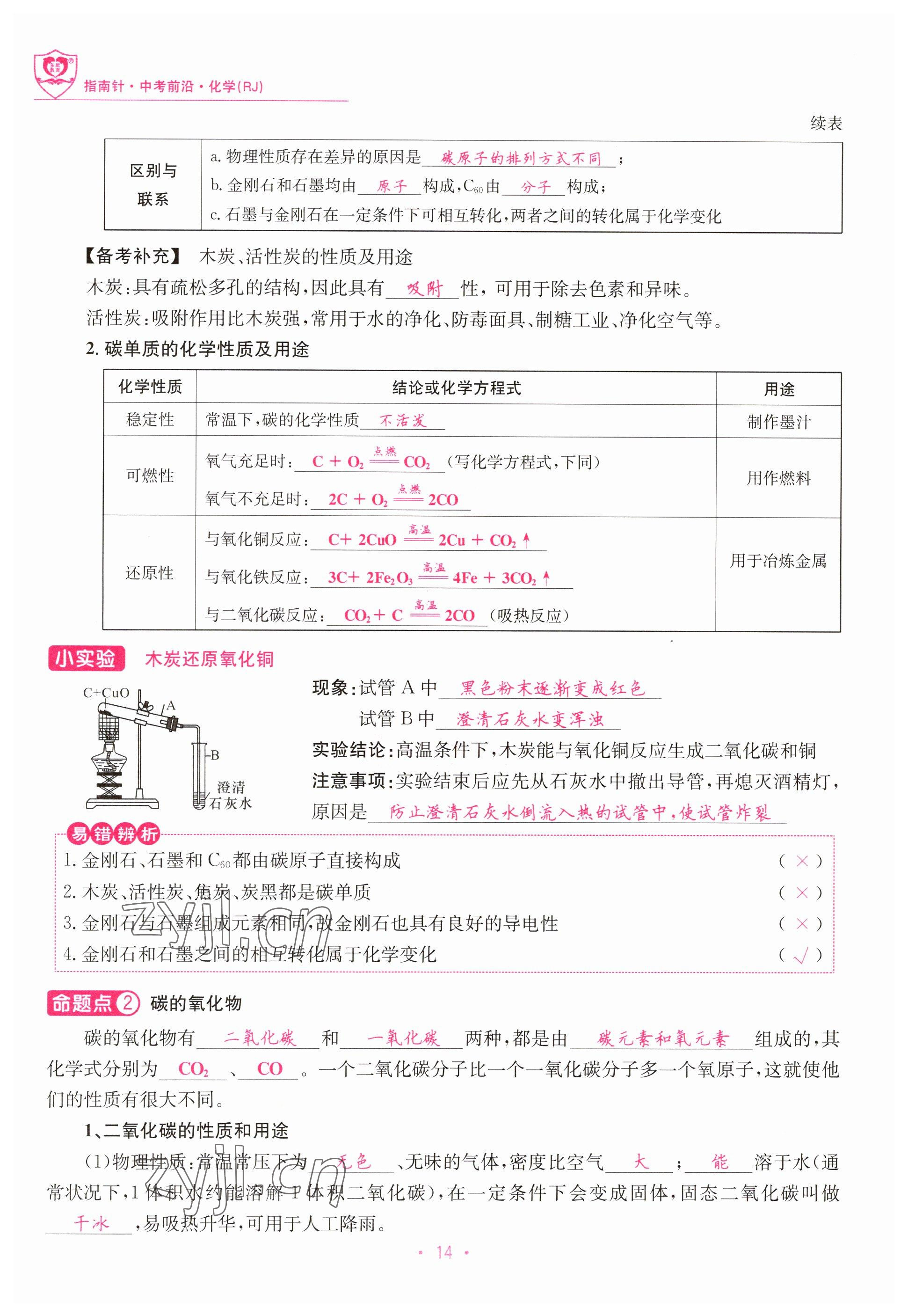 2023年指南針中考前沿化學(xué) 參考答案第14頁
