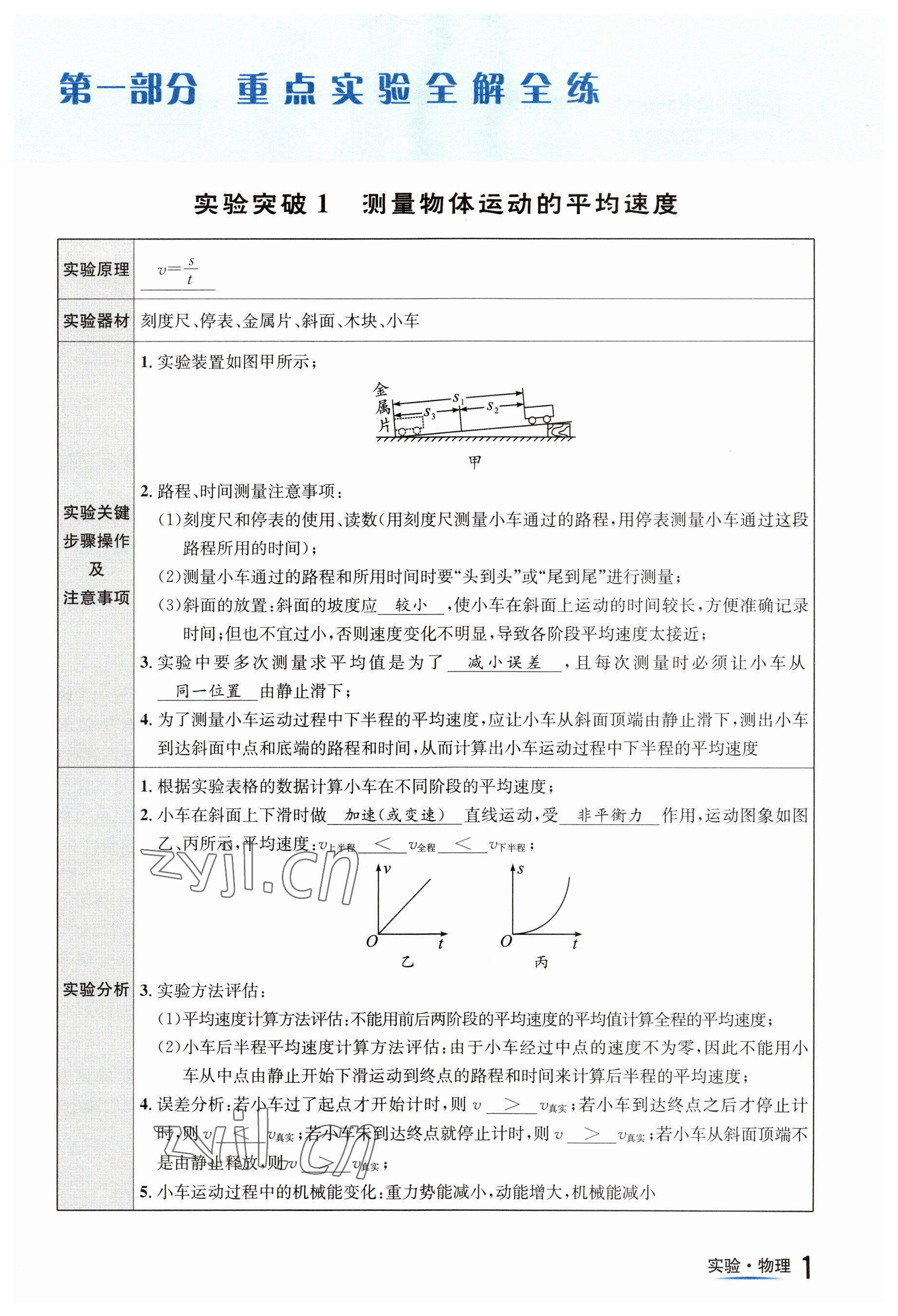 2023年中考2號物理四川專版 參考答案第1頁