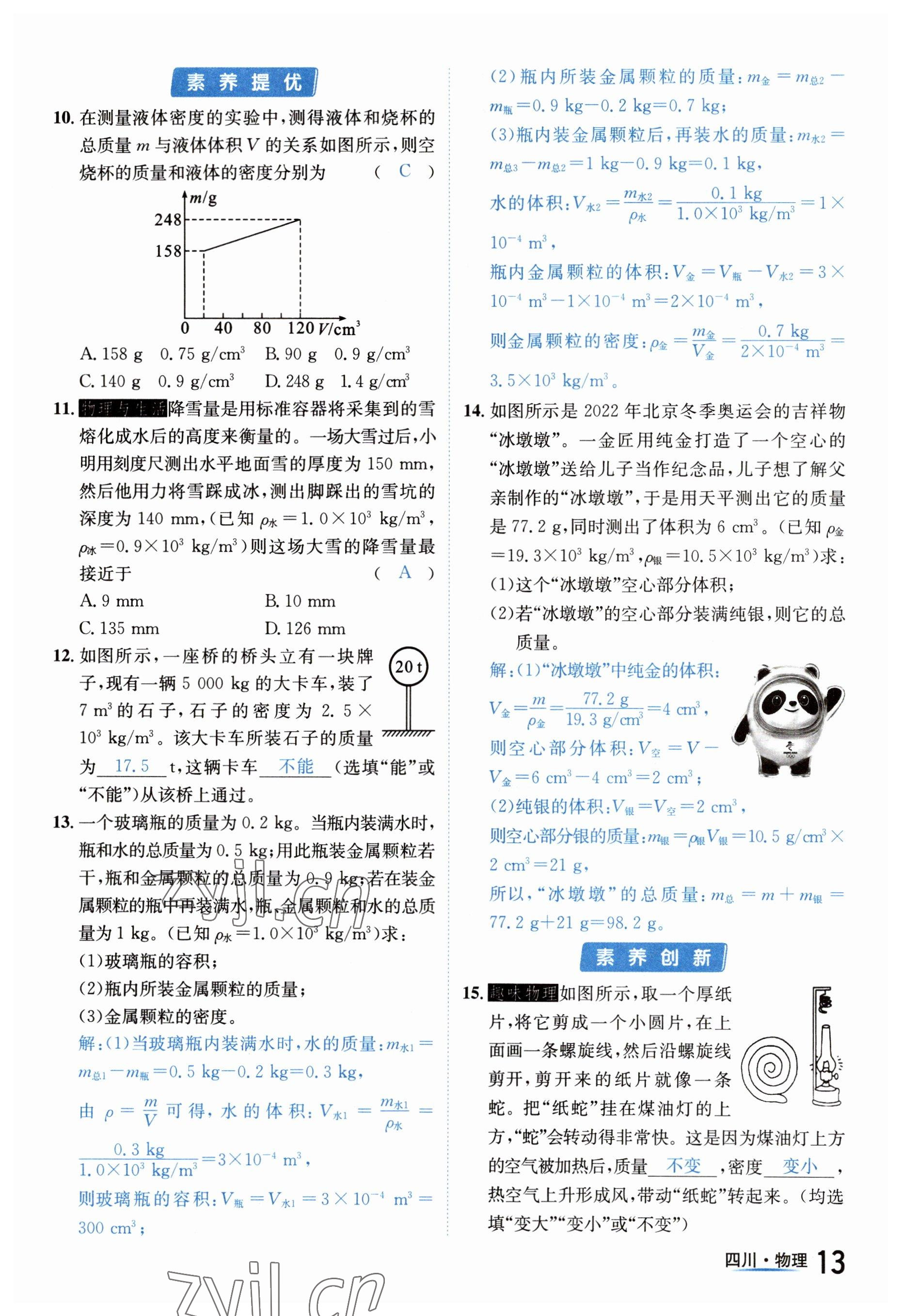 2023年中考2号物理四川专版 参考答案第13页