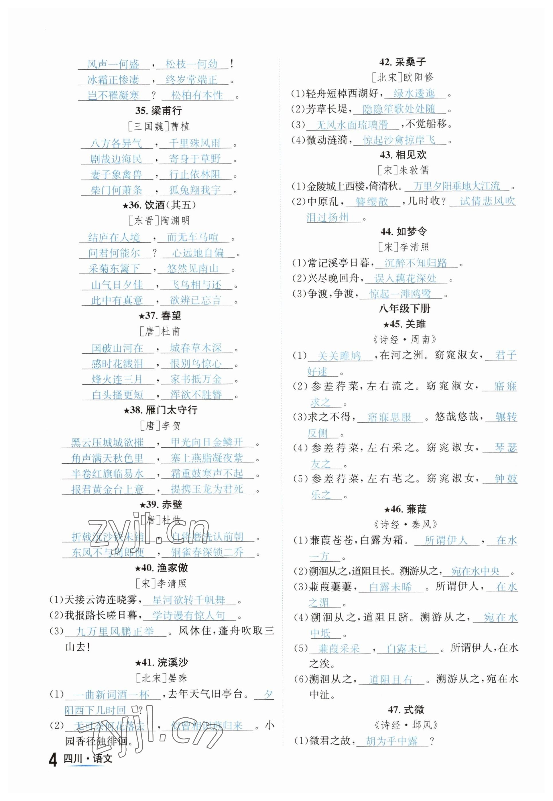 2023年中考2號(hào)語(yǔ)文四川專版 參考答案第4頁(yè)