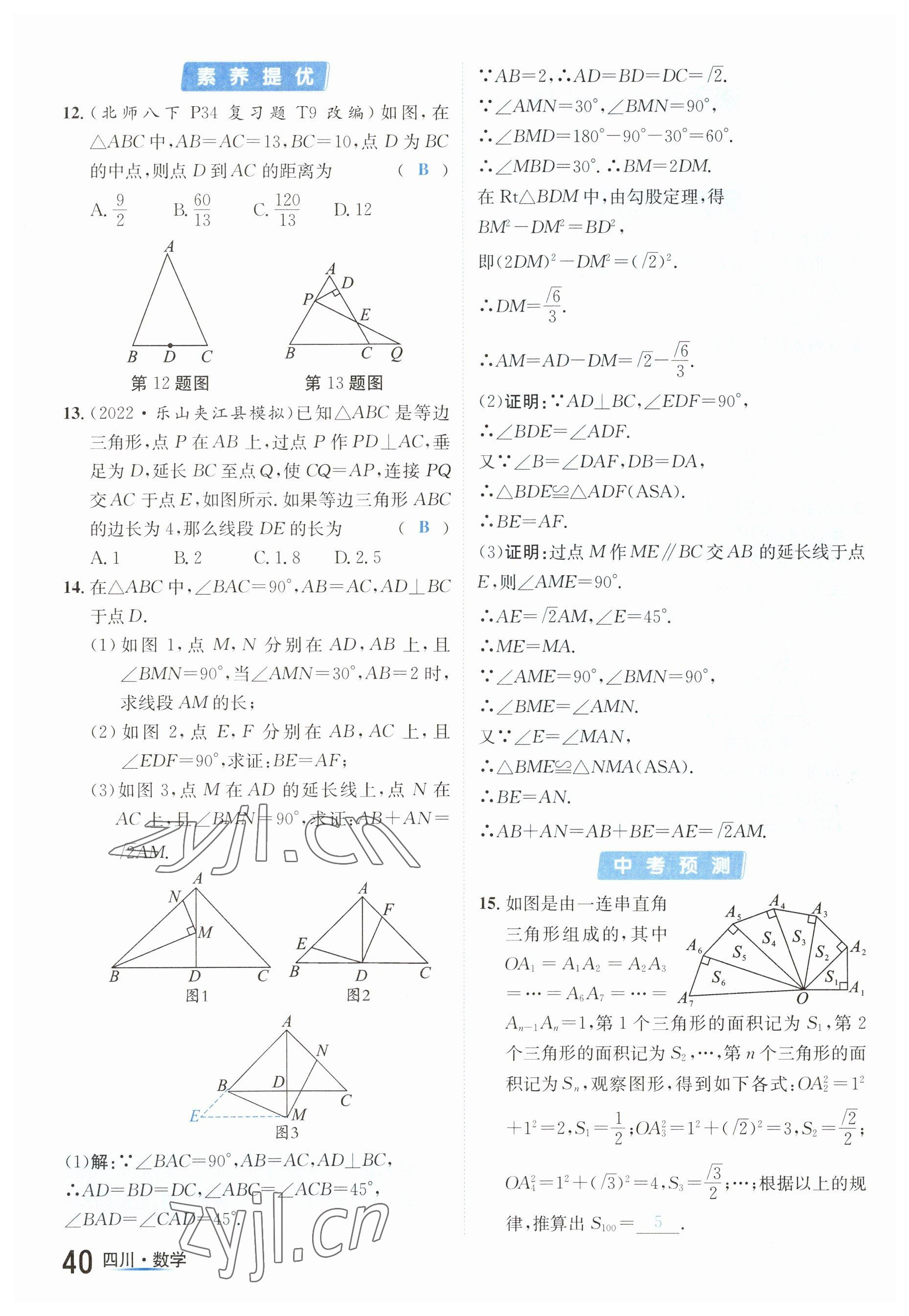 2023年中考2号数学四川专版 参考答案第40页