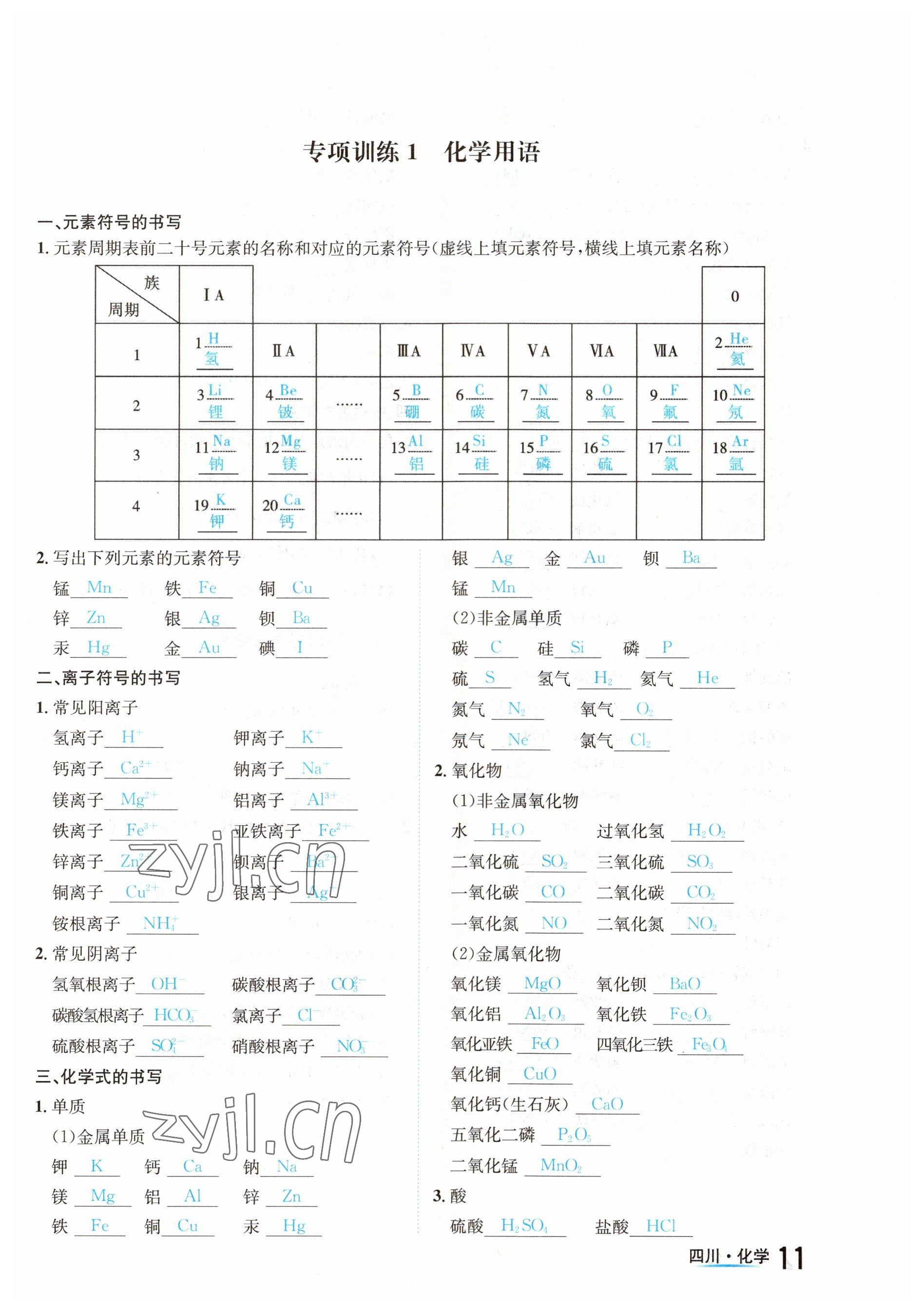 2023年中考2號化學(xué)四川專版 參考答案第11頁