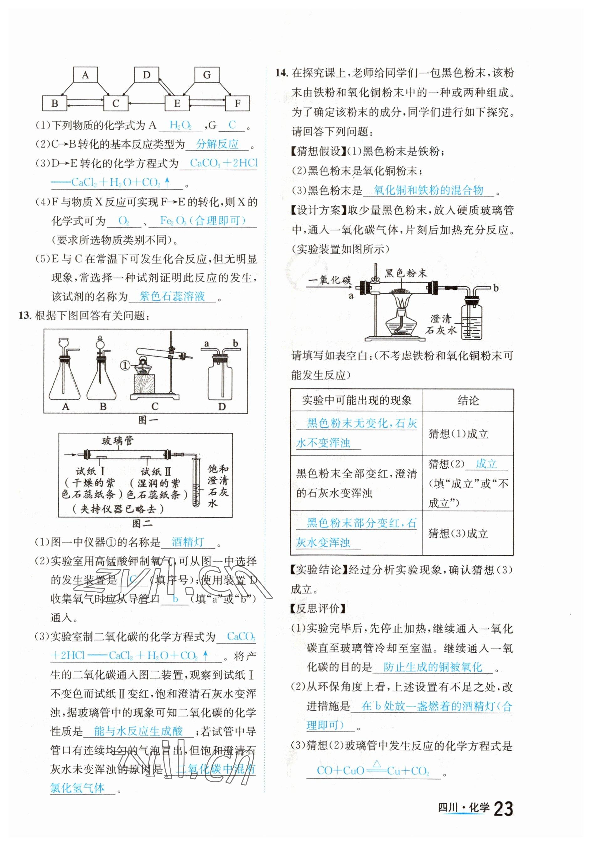 2023年中考2號(hào)化學(xué)四川專版 參考答案第23頁(yè)