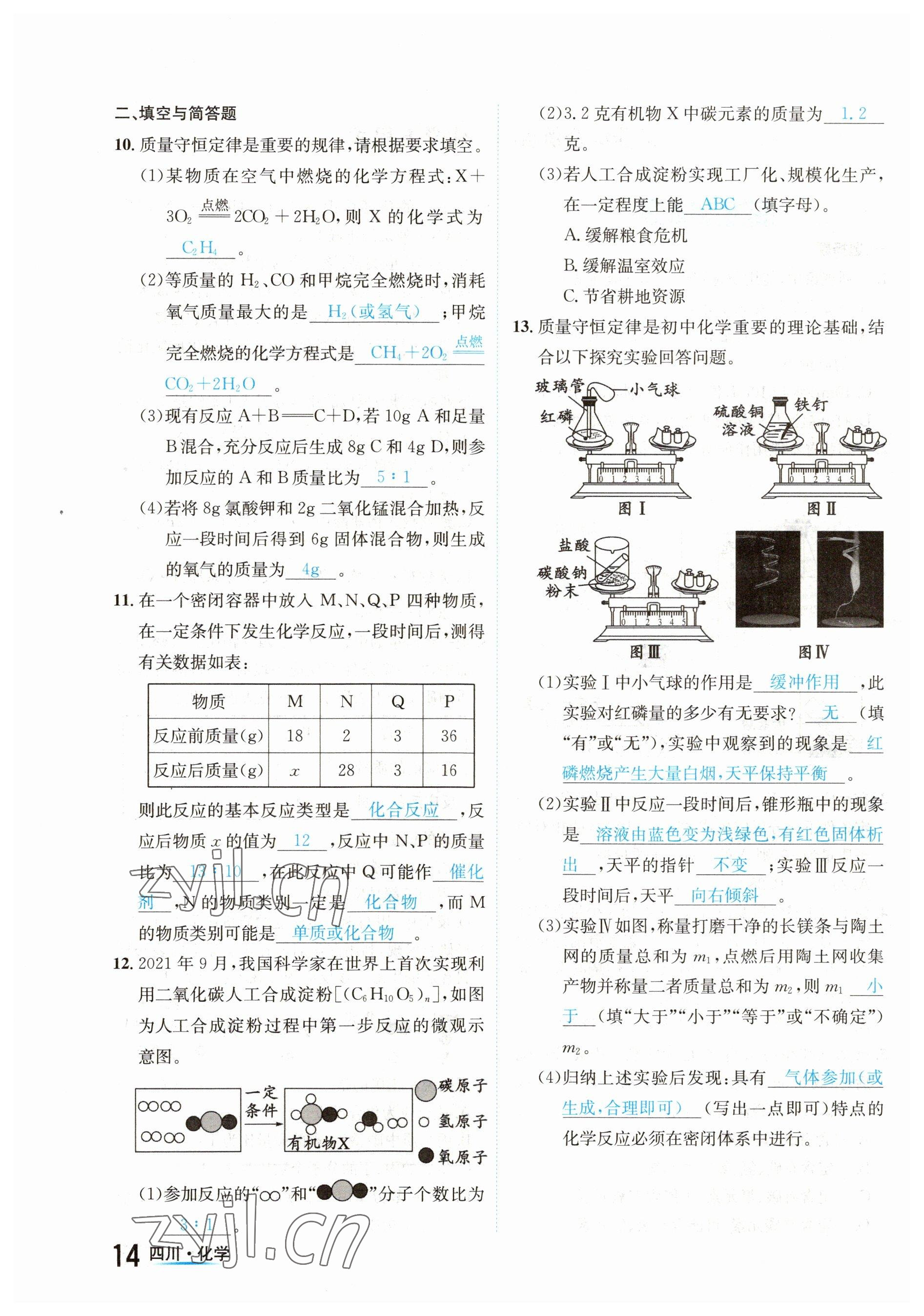 2023年中考2號(hào)化學(xué)四川專版 參考答案第14頁(yè)