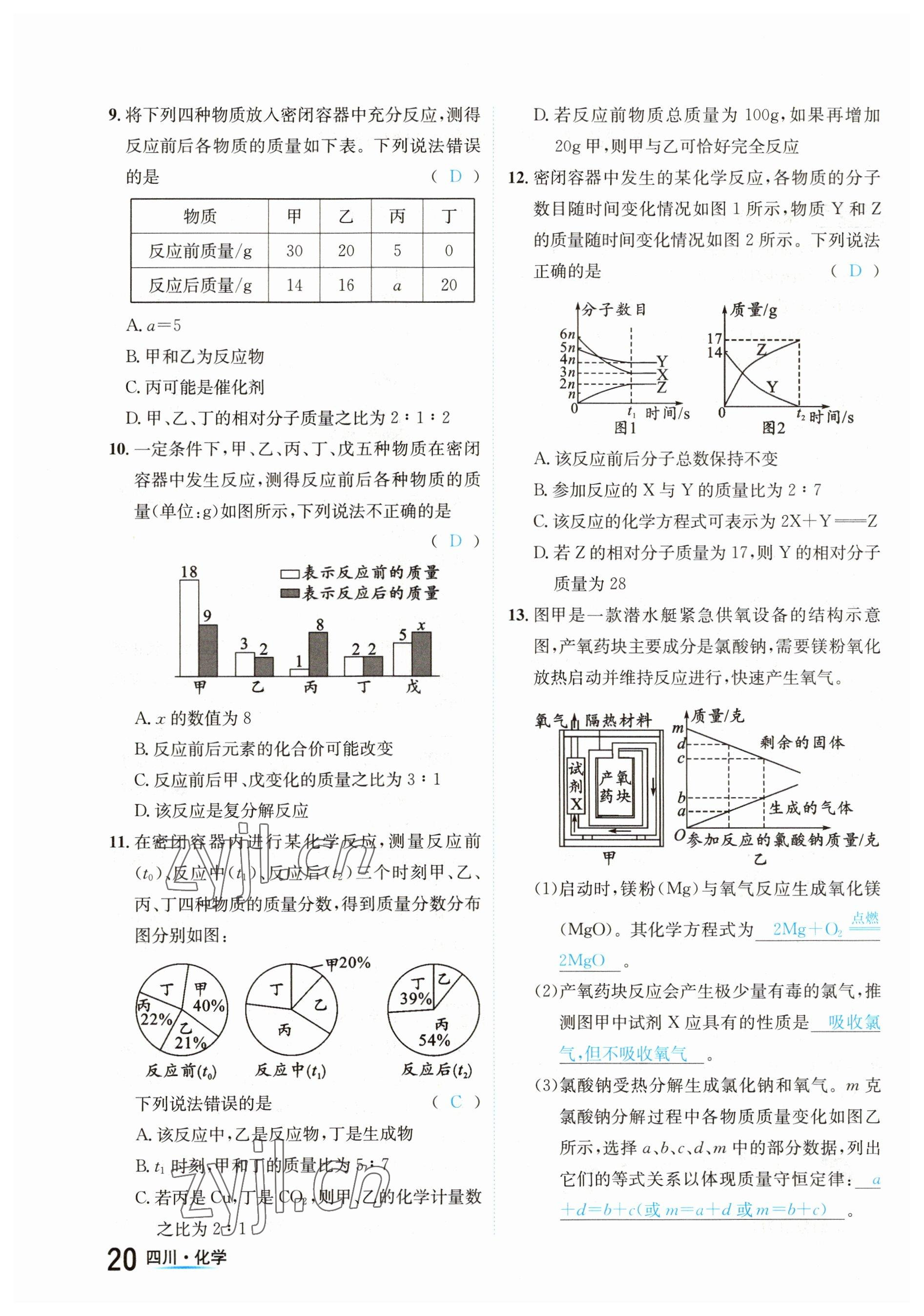 2023年中考2號(hào)化學(xué)四川專版 參考答案第20頁