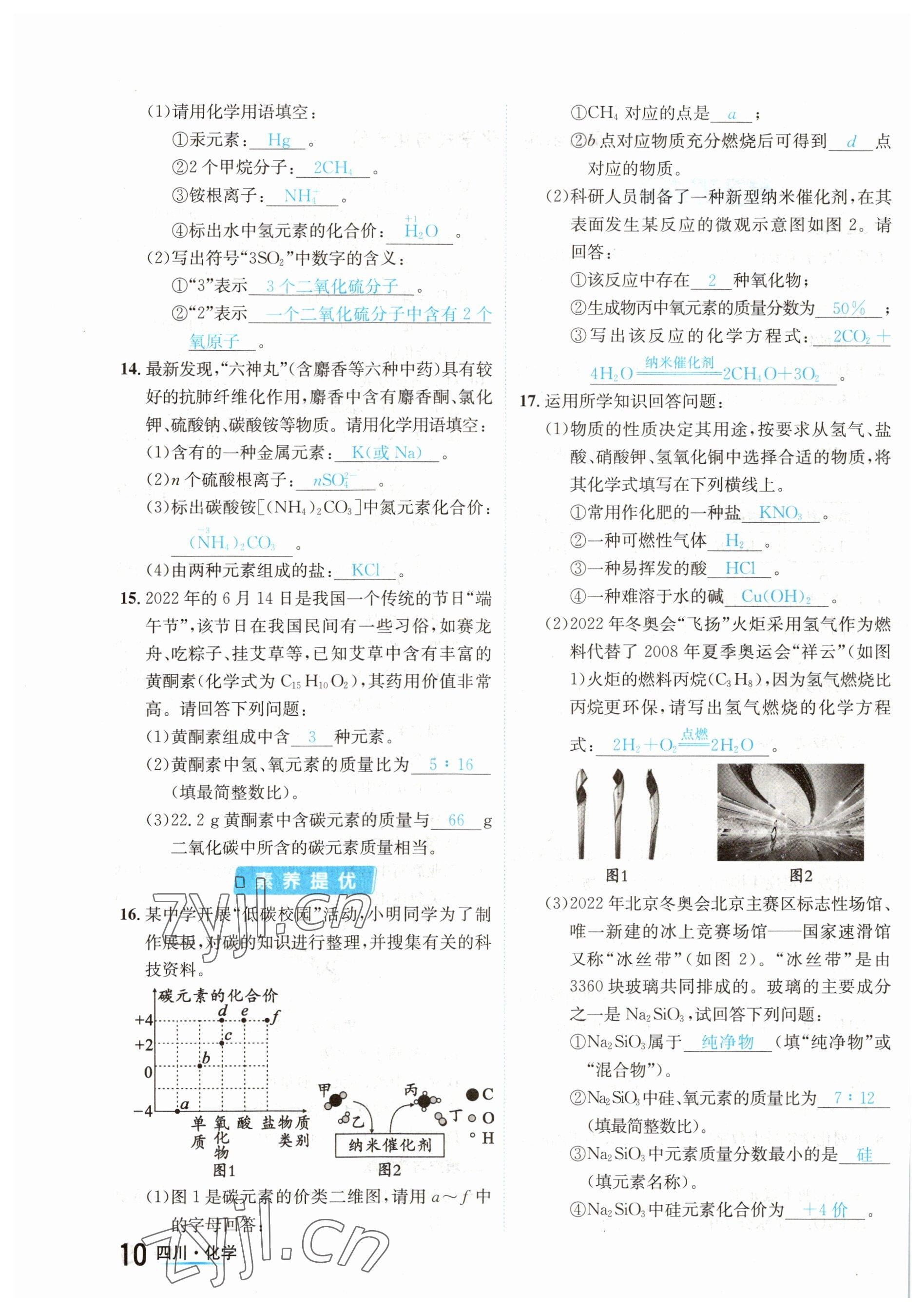 2023年中考2號(hào)化學(xué)四川專版 參考答案第10頁