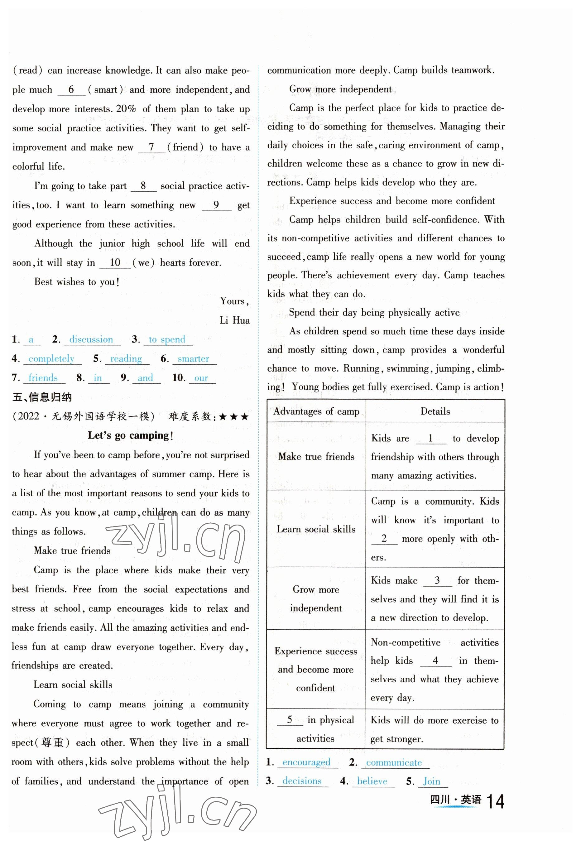 2023年中考2号英语四川专版 参考答案第14页