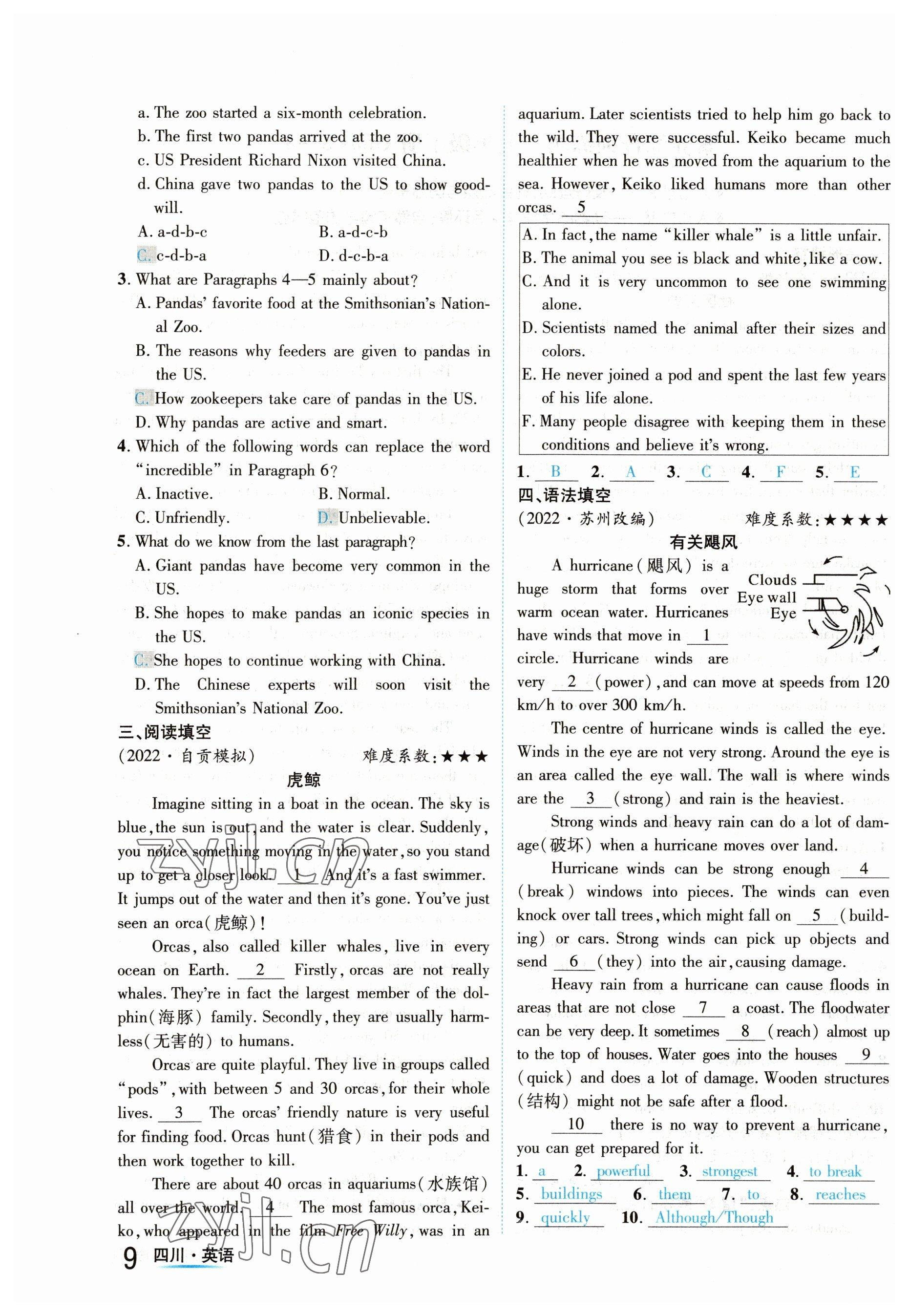 2023年中考2号英语四川专版 参考答案第9页