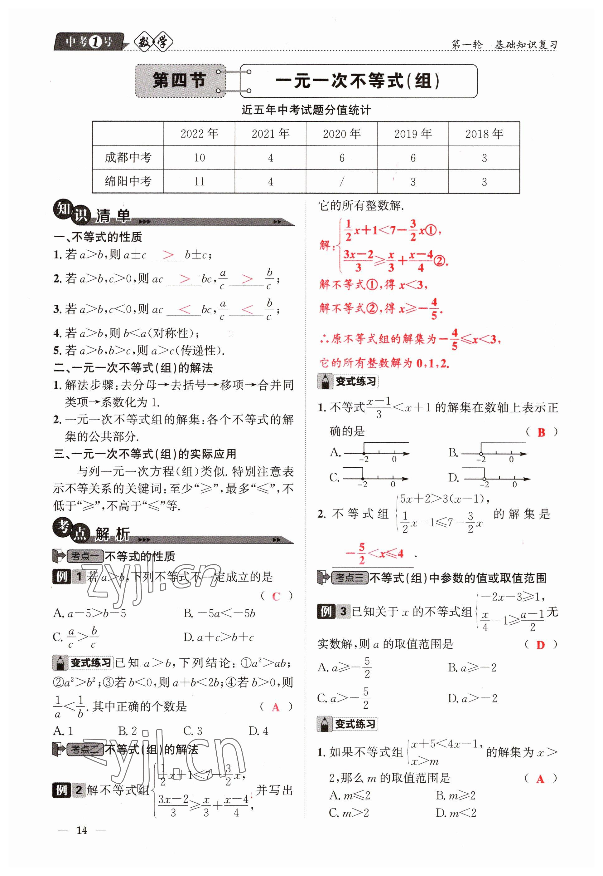 2023年中考1號數(shù)學(xué) 參考答案第14頁