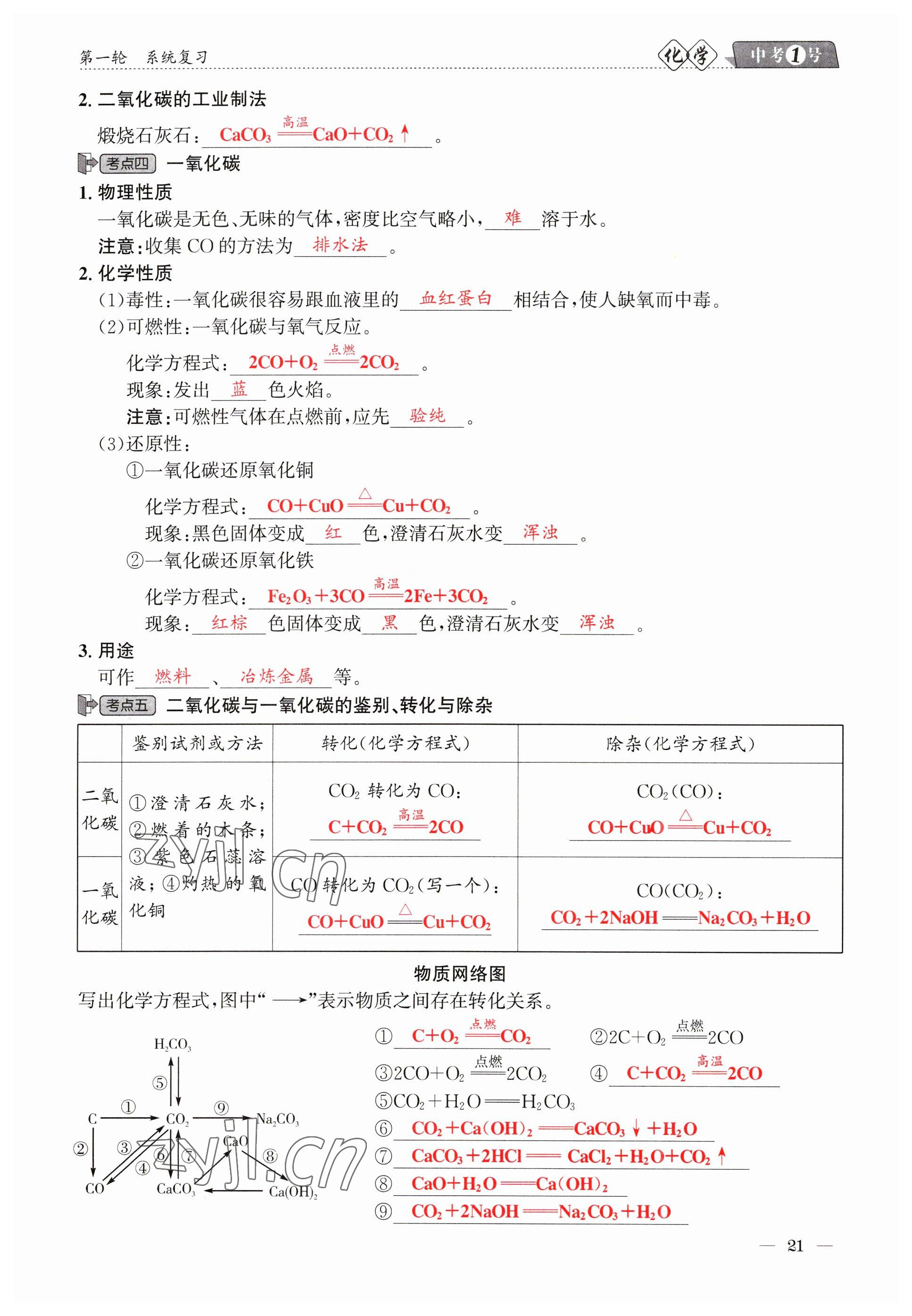 2023年中考1號化學 參考答案第21頁