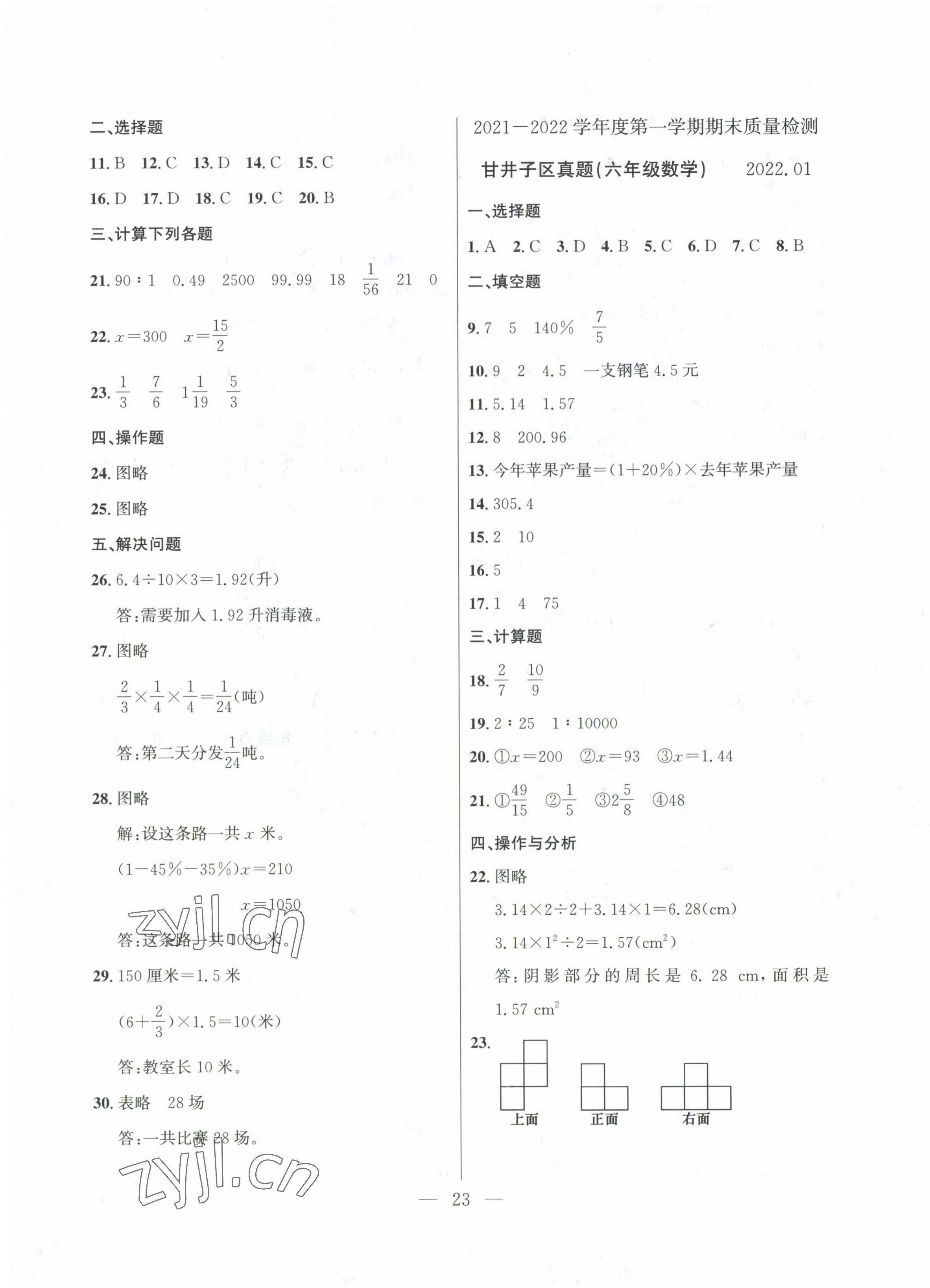 2022年大連金牌期末模擬試卷六年級(jí)數(shù)學(xué)上冊(cè)北師大版 第3頁(yè)