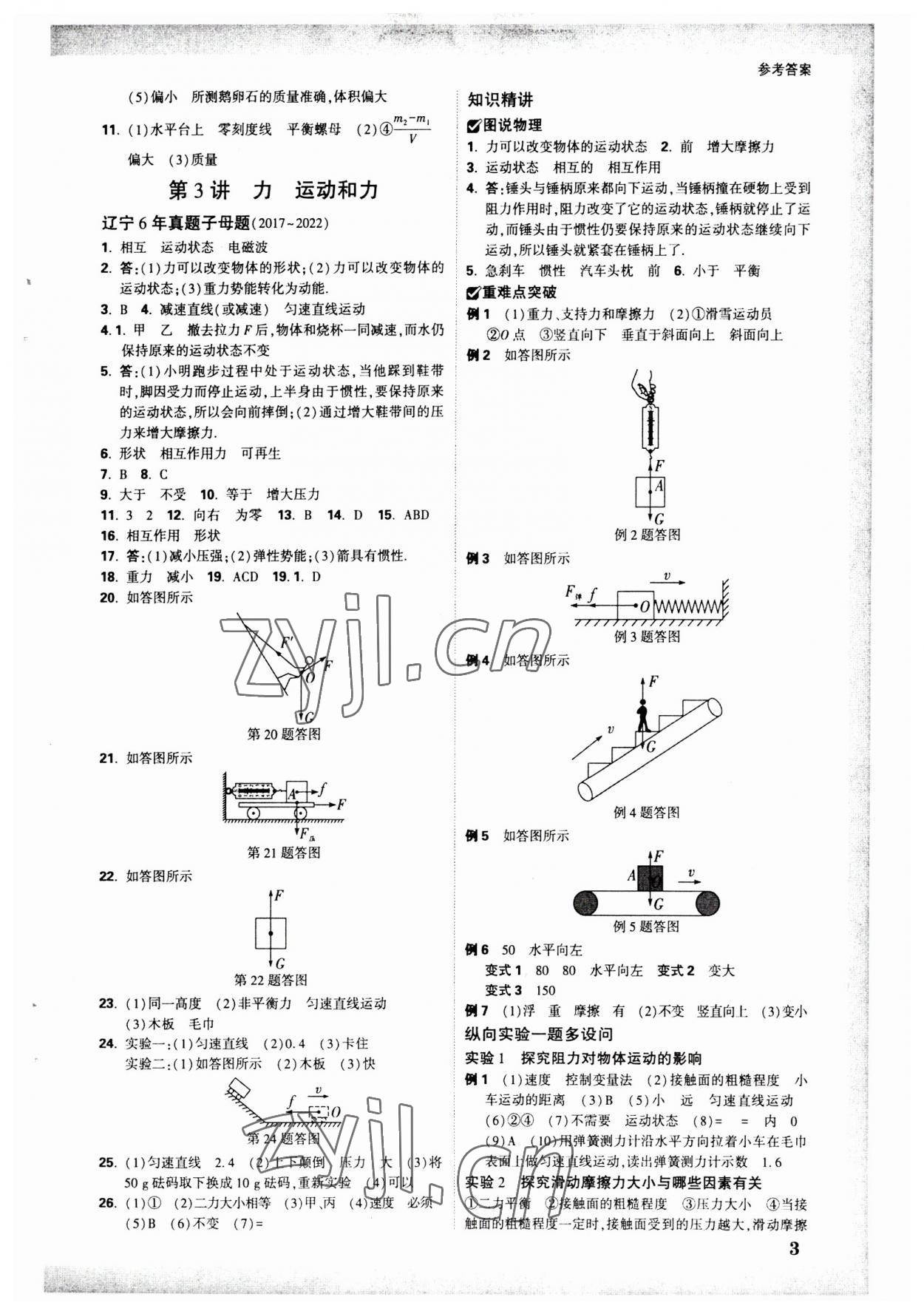 2023年萬唯中考試題研究物理人教版遼寧專版 參考答案第2頁