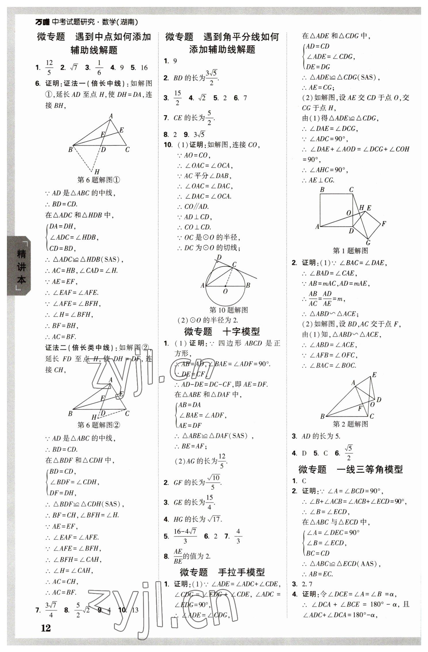 2023年萬唯中考試題研究數(shù)學(xué)湖南專版 參考答案第11頁