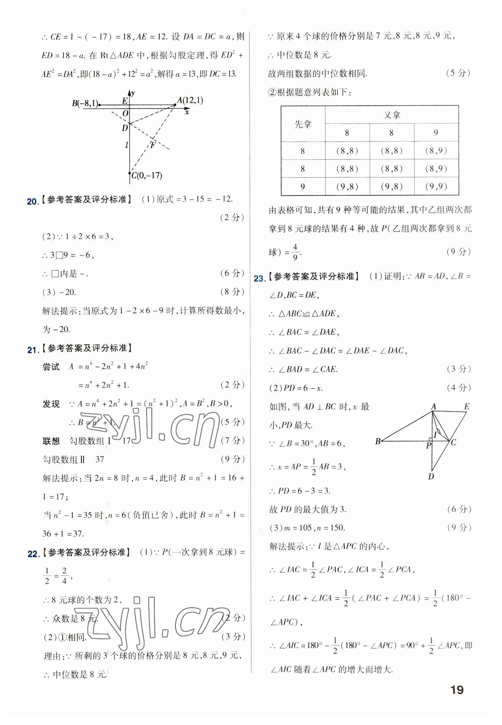 2023年金考卷45套汇编数学河北专版 参考答案第19页