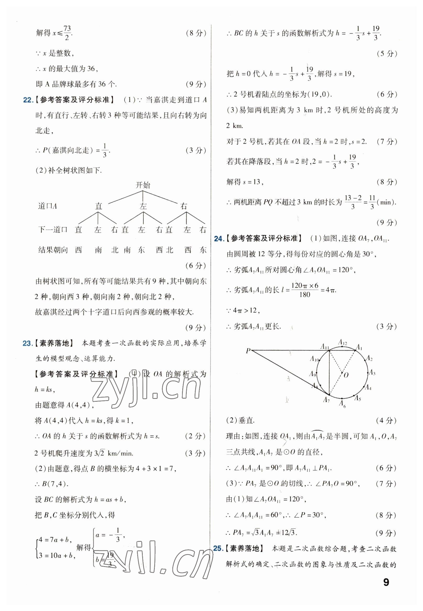 2023年金考卷45套匯編數學河北專版 參考答案第9頁