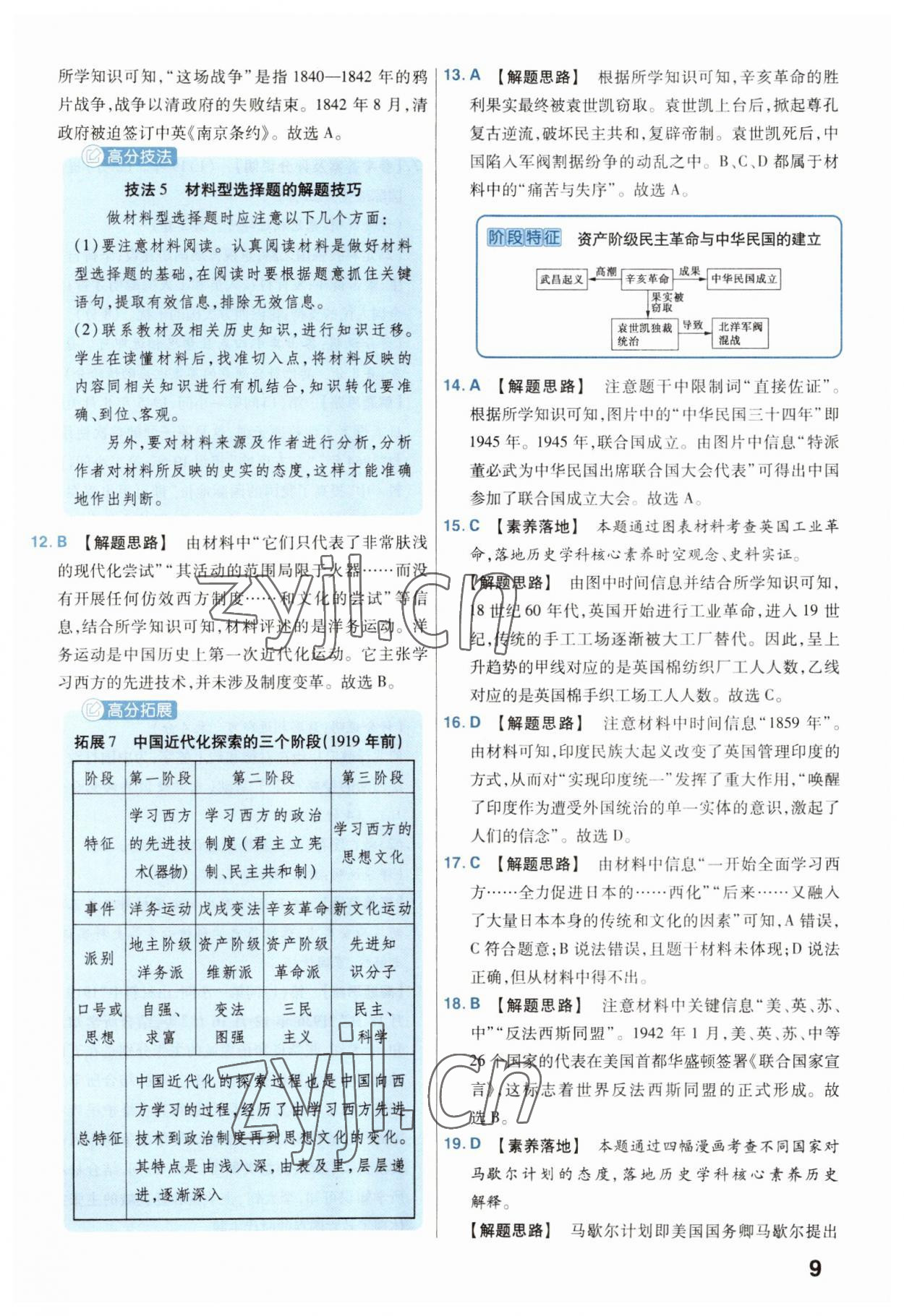 2023年金考卷45套匯編歷史河北專(zhuān)版 參考答案第9頁(yè)