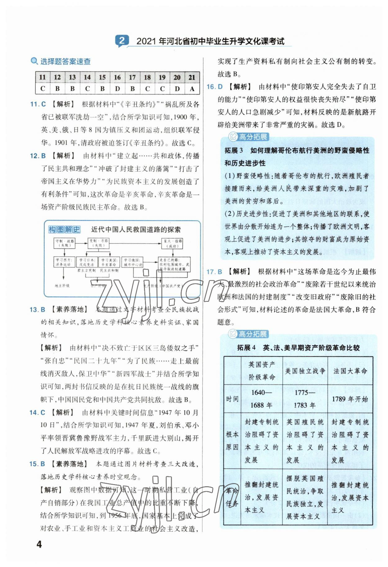 2023年金考卷45套匯編歷史河北專版 參考答案第4頁