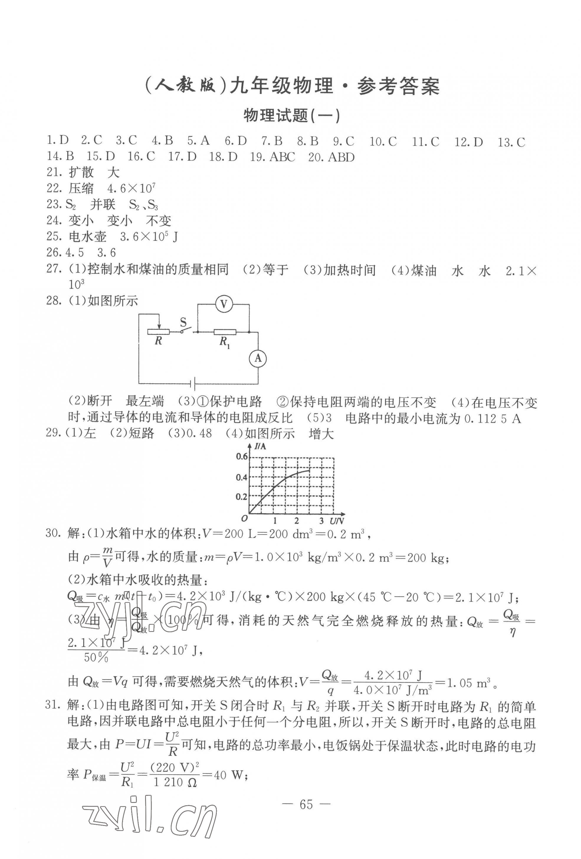 2022年创新思维期末快递黄金8套九年级物理全一册人教版 第1页