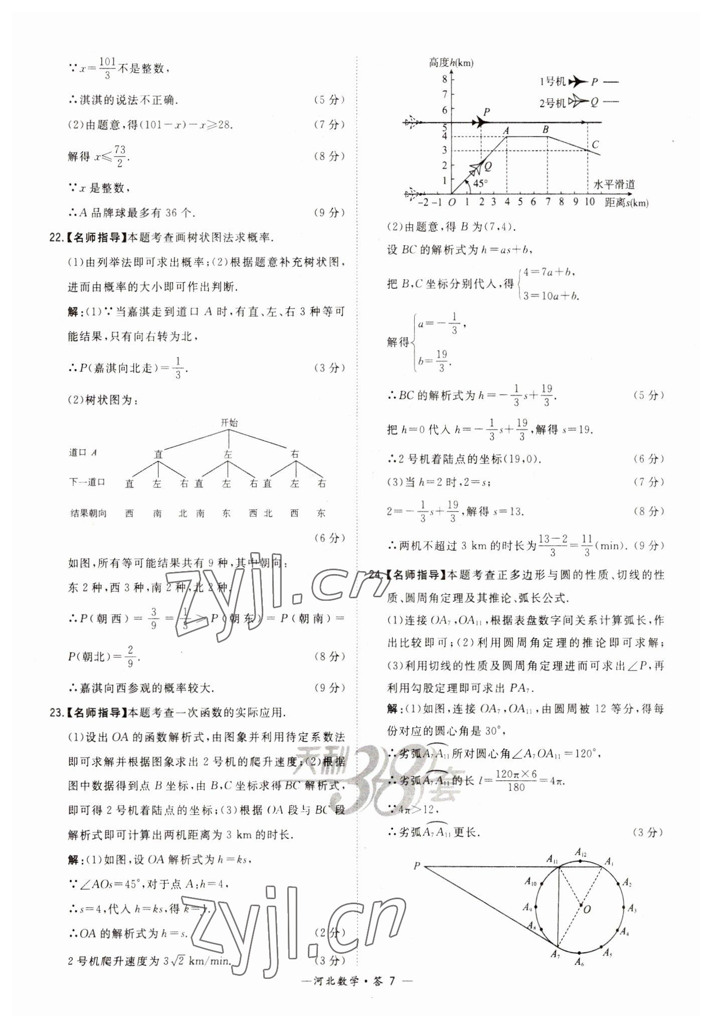 2023年天利38套中考試題精選數(shù)學河北專版 參考答案第7頁