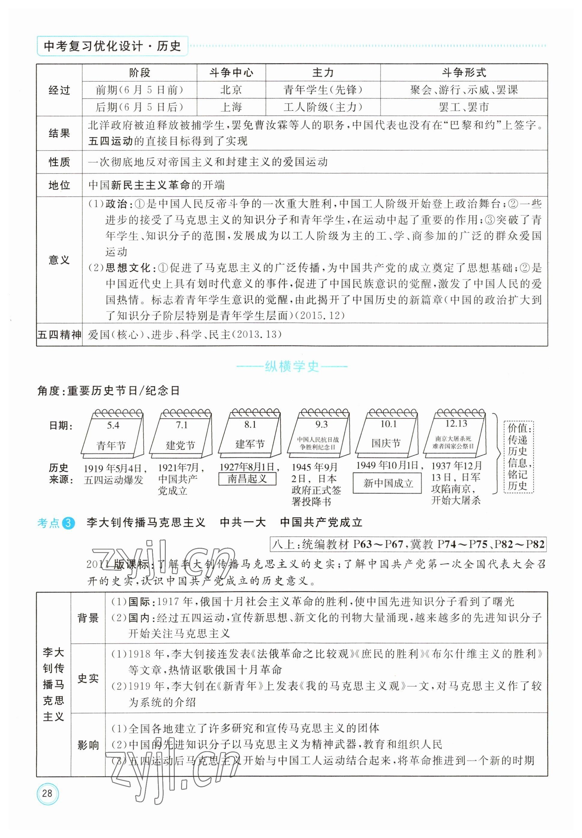 2023年冀考金榜中考總復(fù)習(xí)優(yōu)化設(shè)計(jì)歷史 參考答案第28頁