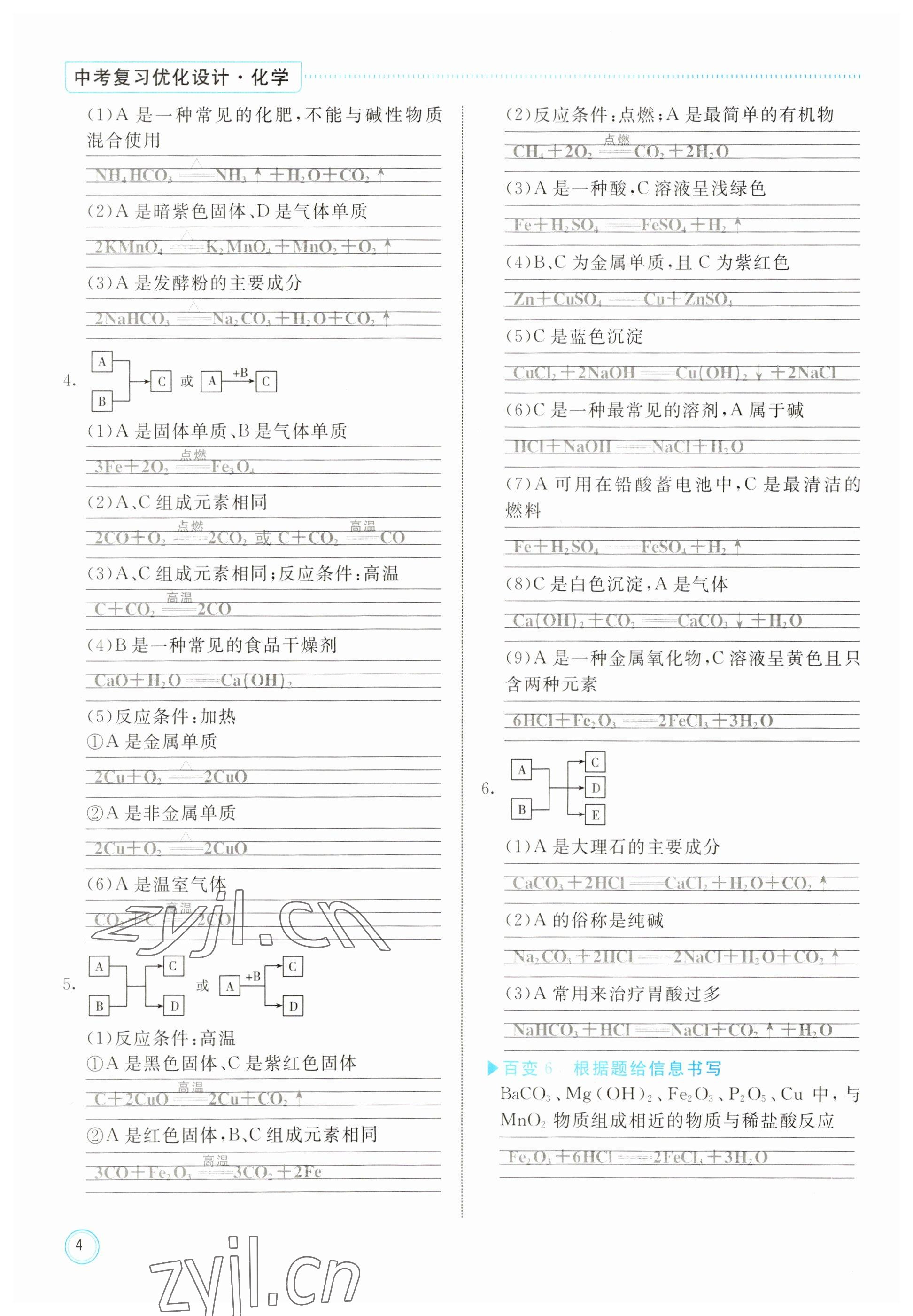 2023年冀考金榜中考總復(fù)習(xí)優(yōu)化設(shè)計(jì)化學(xué) 參考答案第4頁