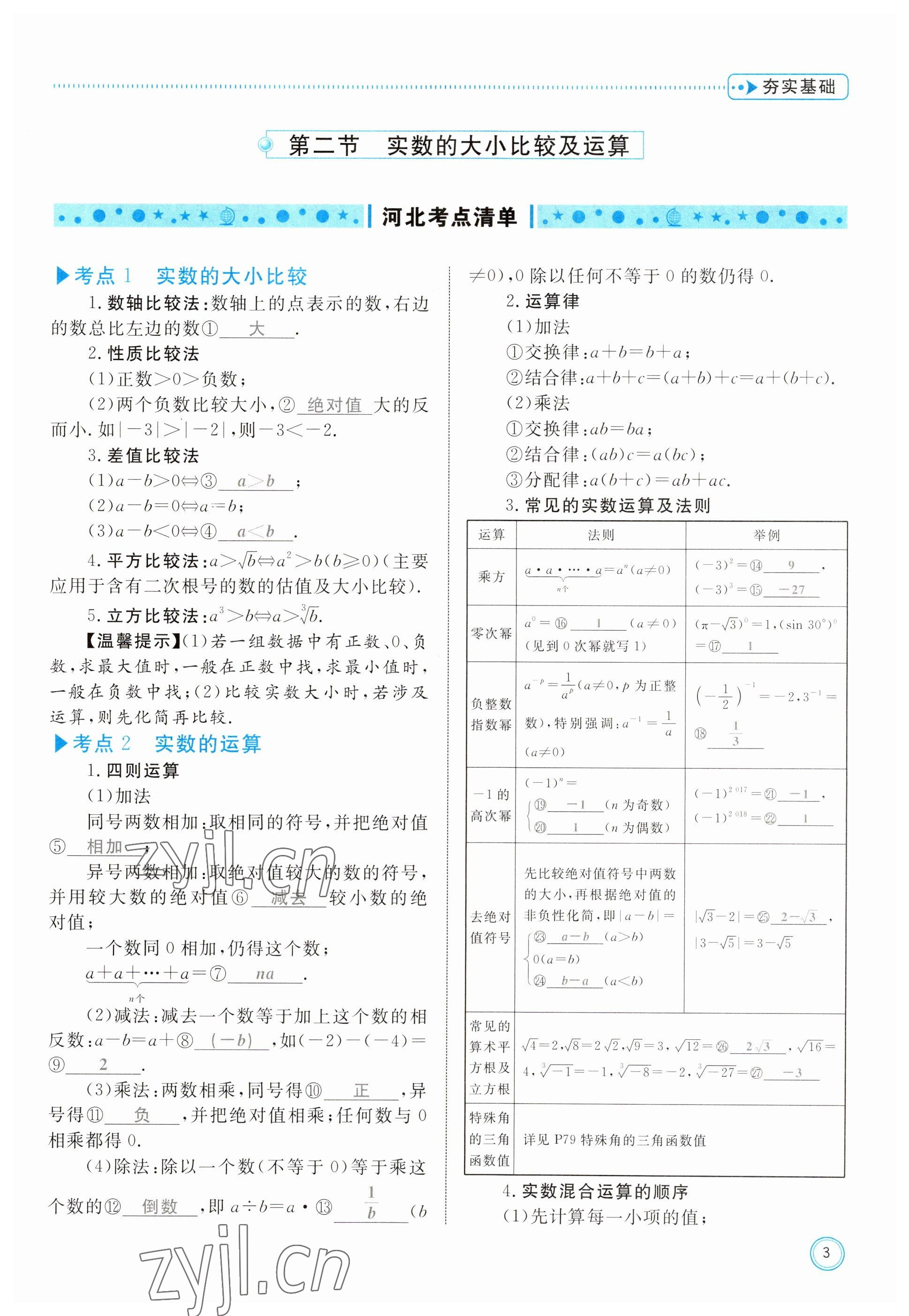 2023年冀考金榜中考總復(fù)習(xí)優(yōu)化設(shè)計(jì)數(shù)學(xué) 參考答案第3頁