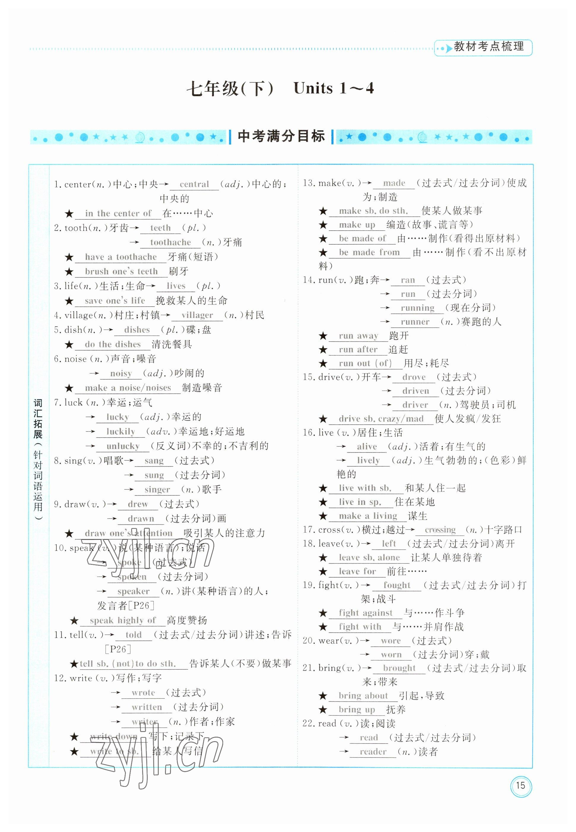 2023年冀考金榜中考總復(fù)習(xí)優(yōu)化設(shè)計(jì)英語人教版 參考答案第15頁