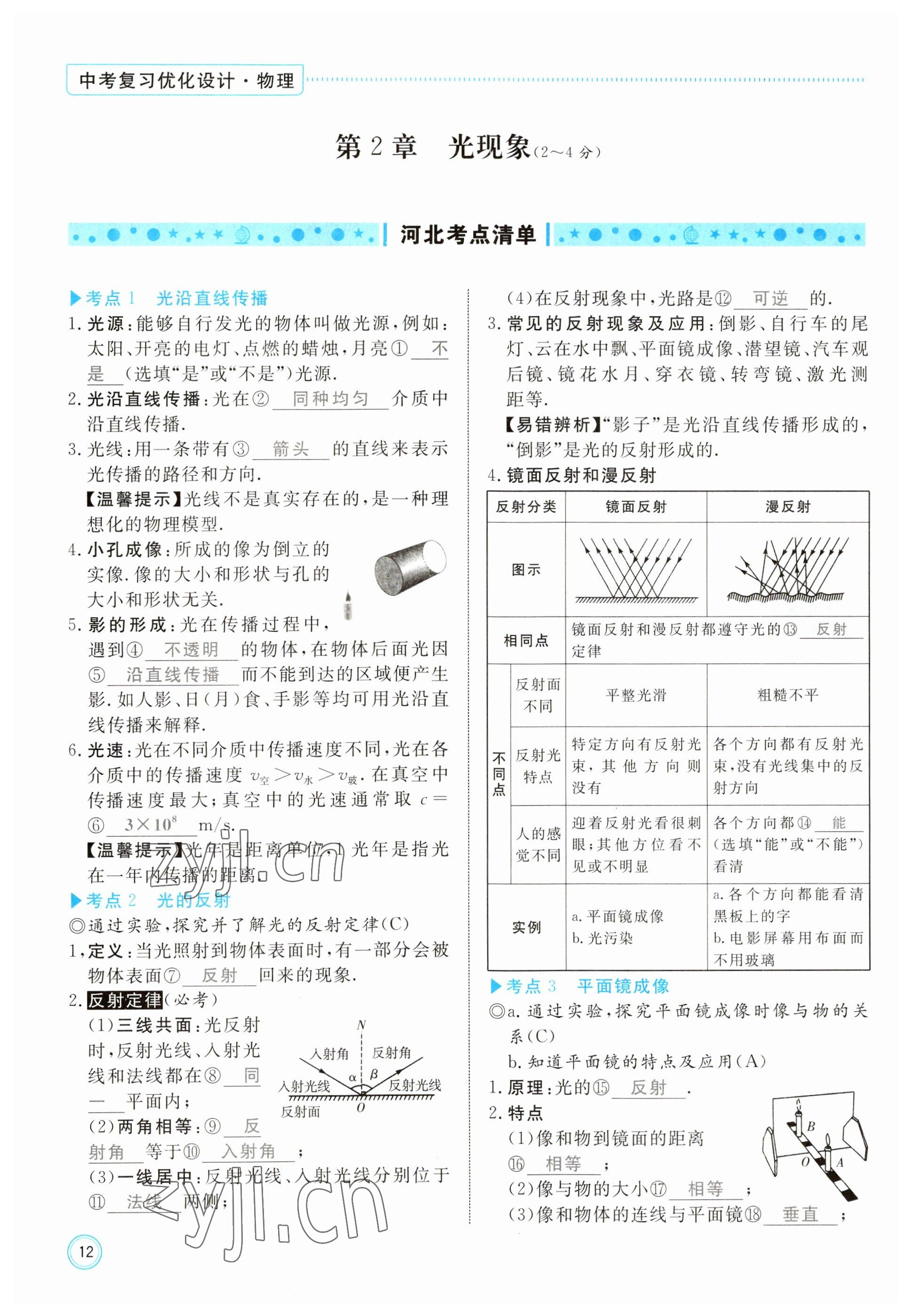 2023年冀考金榜中考總復(fù)習(xí)優(yōu)化設(shè)計(jì)物理 參考答案第12頁