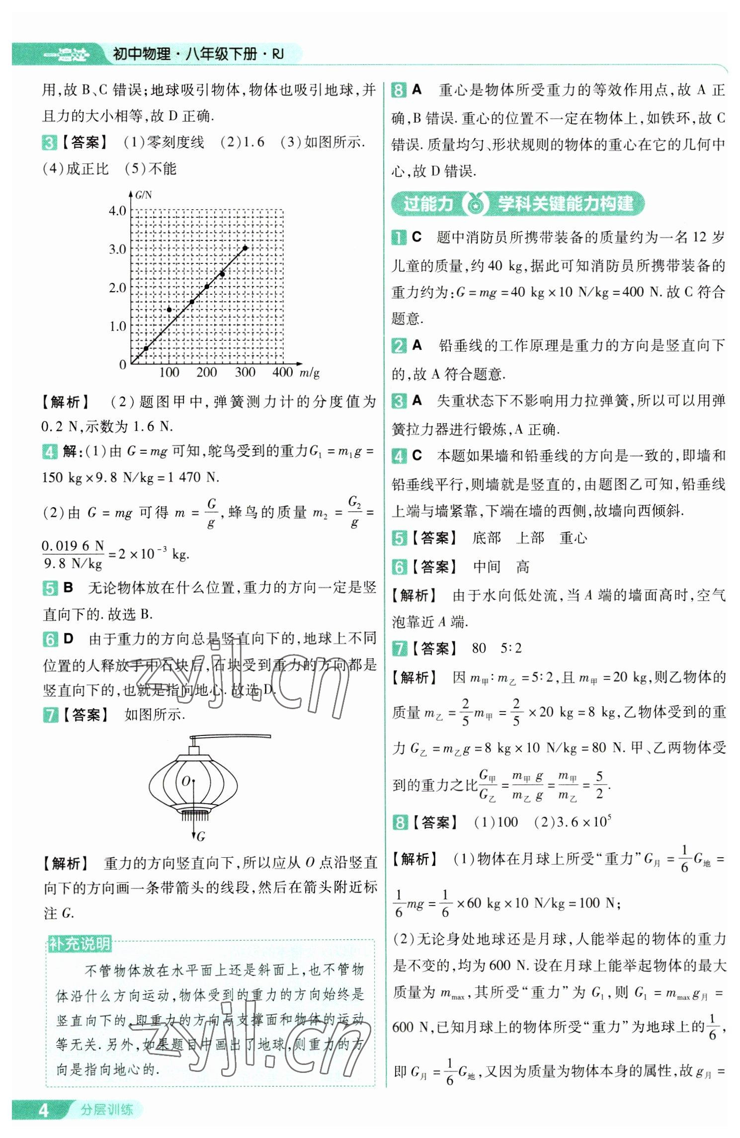 2023年一遍過八年級物理下冊人教版 參考答案第4頁