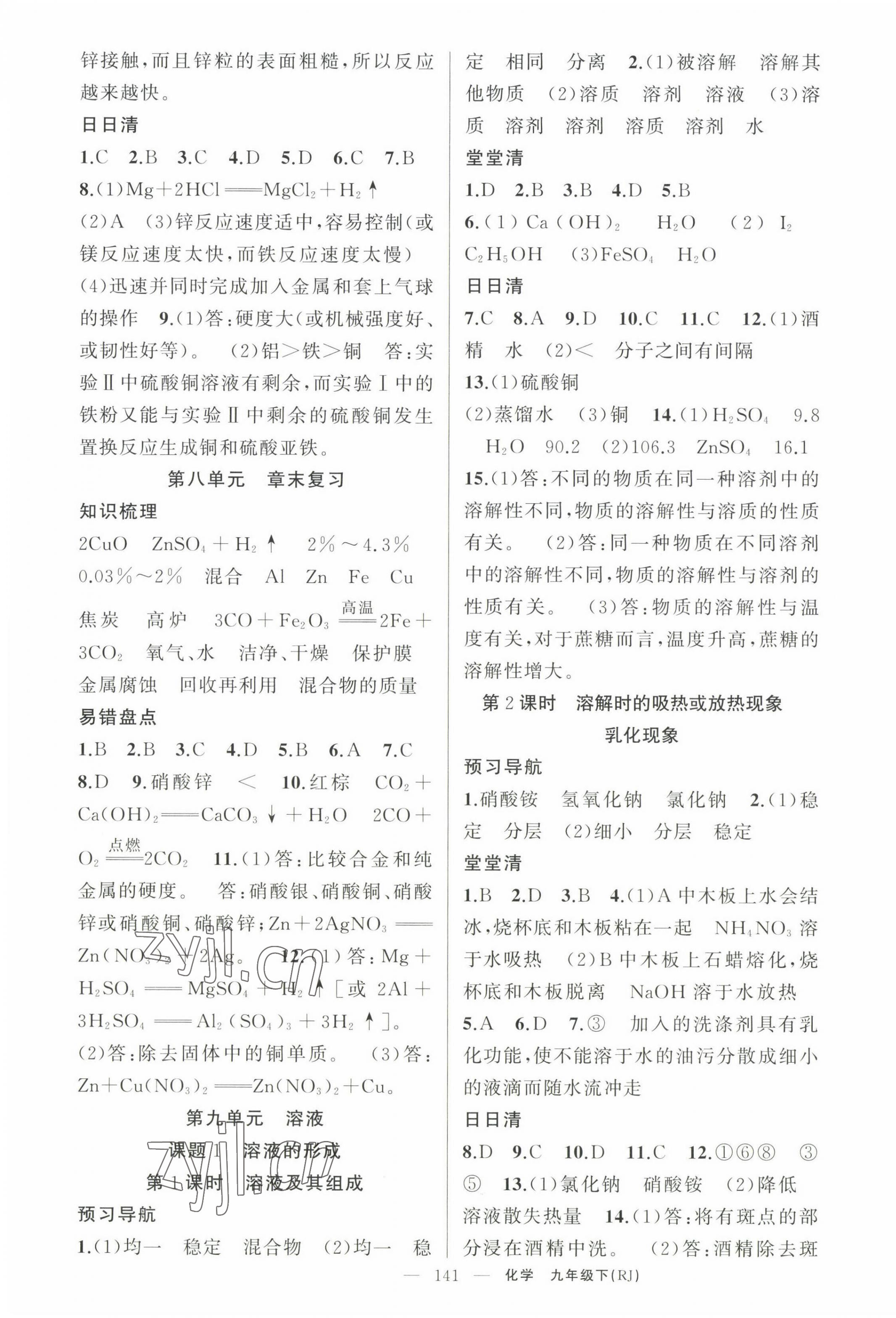 2023年四清導(dǎo)航九年級化學(xué)下冊人教版河南專版 第3頁