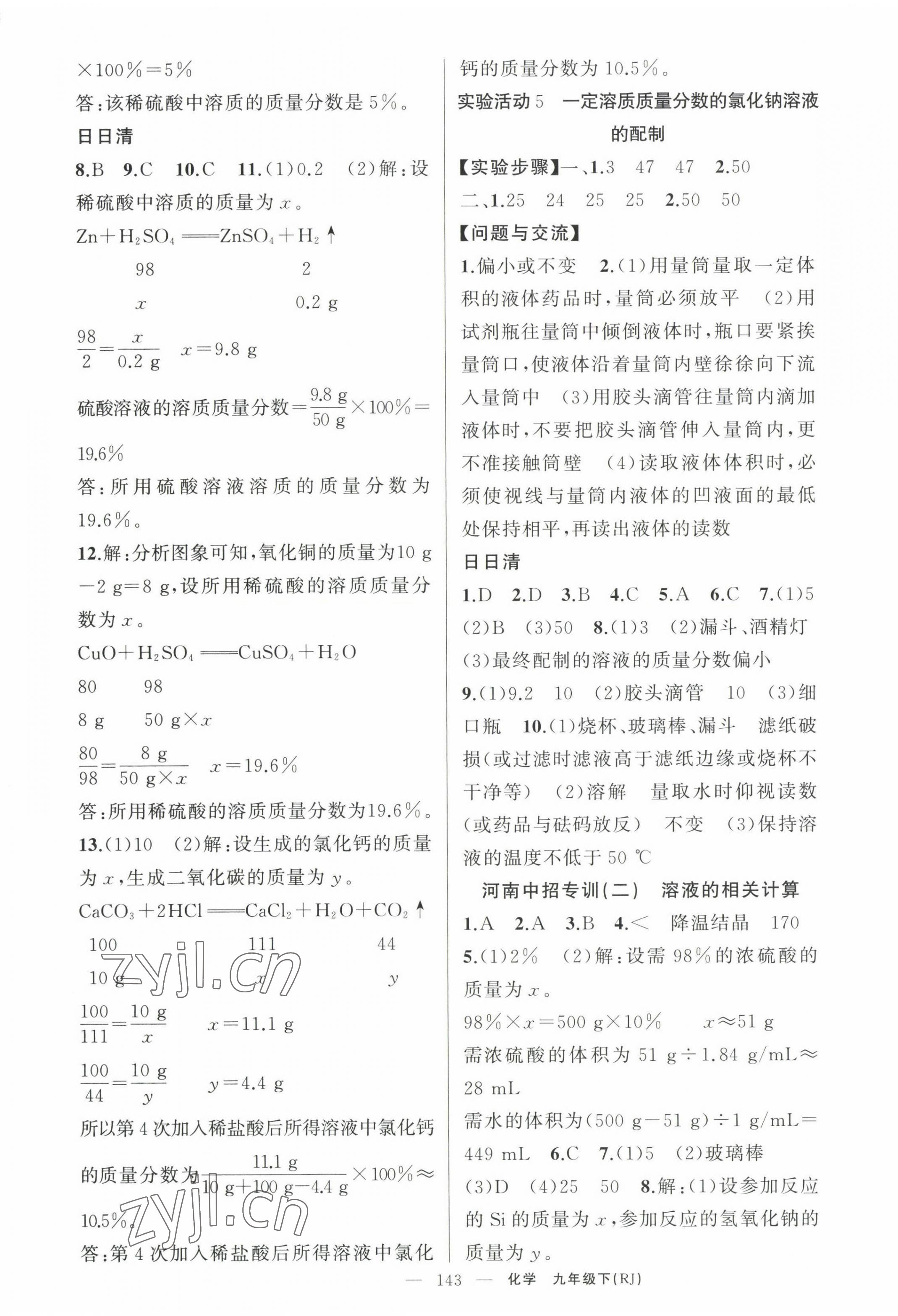 2023年四清导航九年级化学下册人教版河南专版 第5页