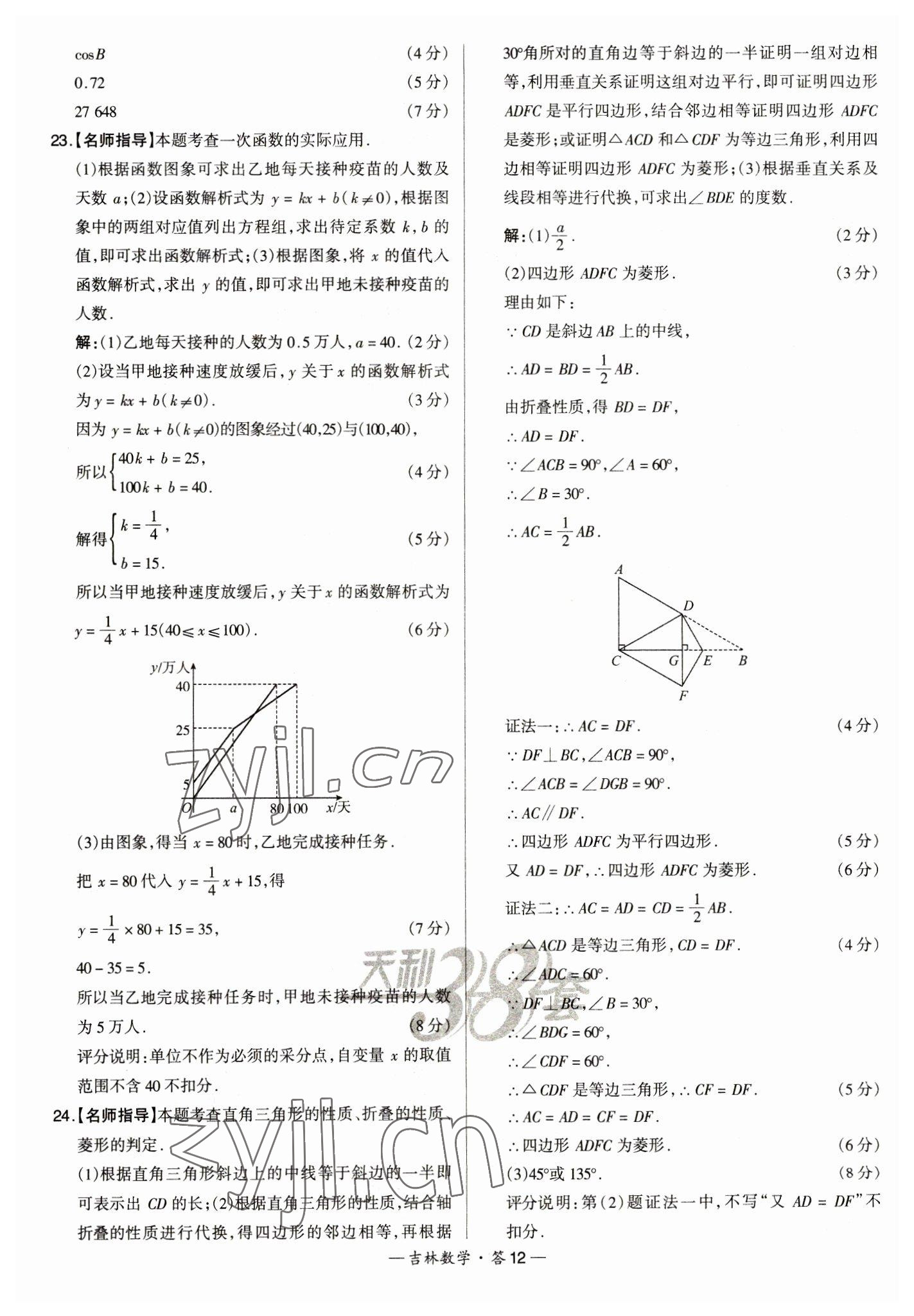 2023年天利38套中考試題精選數(shù)學(xué)中考吉林專版 參考答案第12頁(yè)