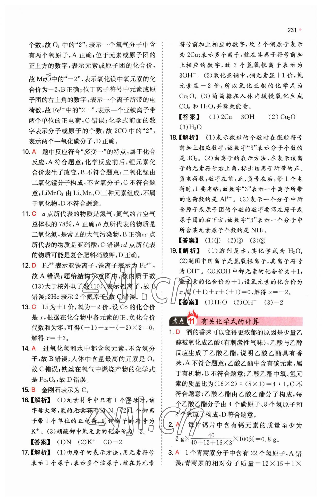 2023年一本中考訓練方案化學 第13頁