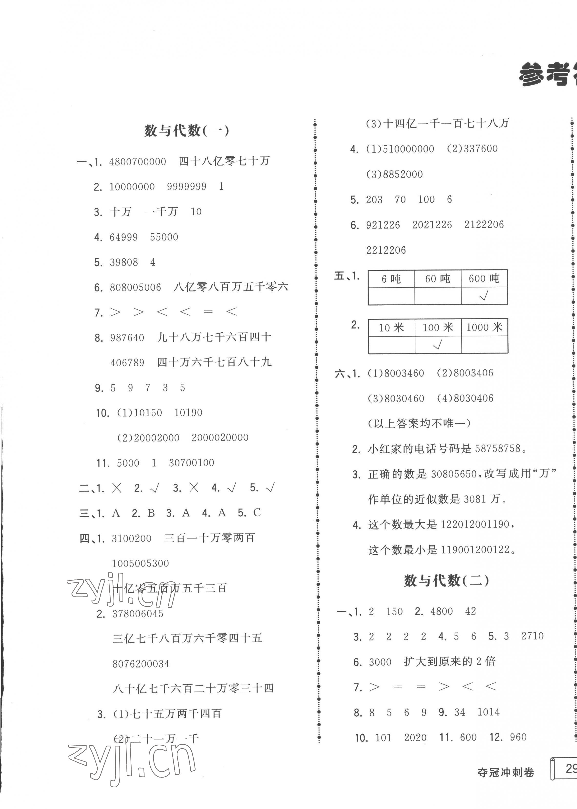 2022年奪冠沖刺卷四年級數(shù)學上冊人教版濟寧專版 第1頁