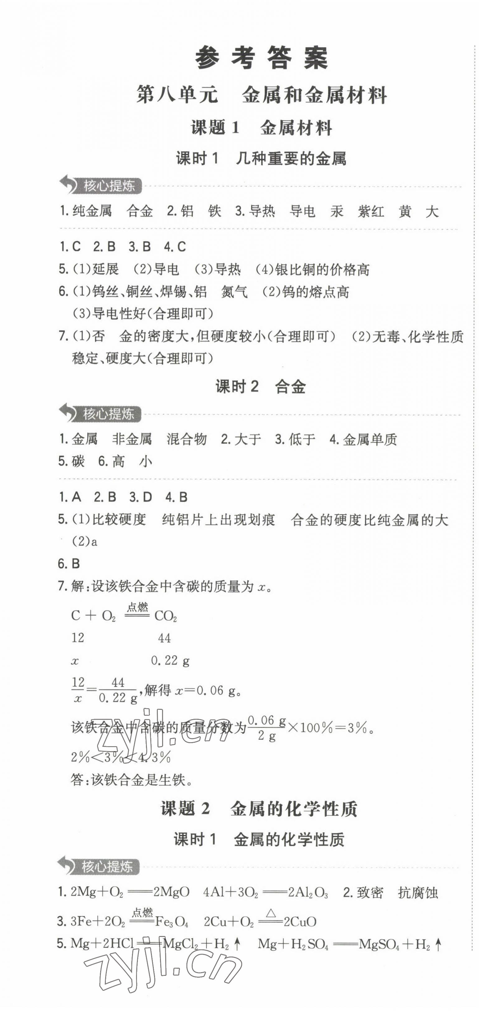 2023年一本同步訓(xùn)練初中化學(xué)九年級下冊人教版安徽專版 第1頁