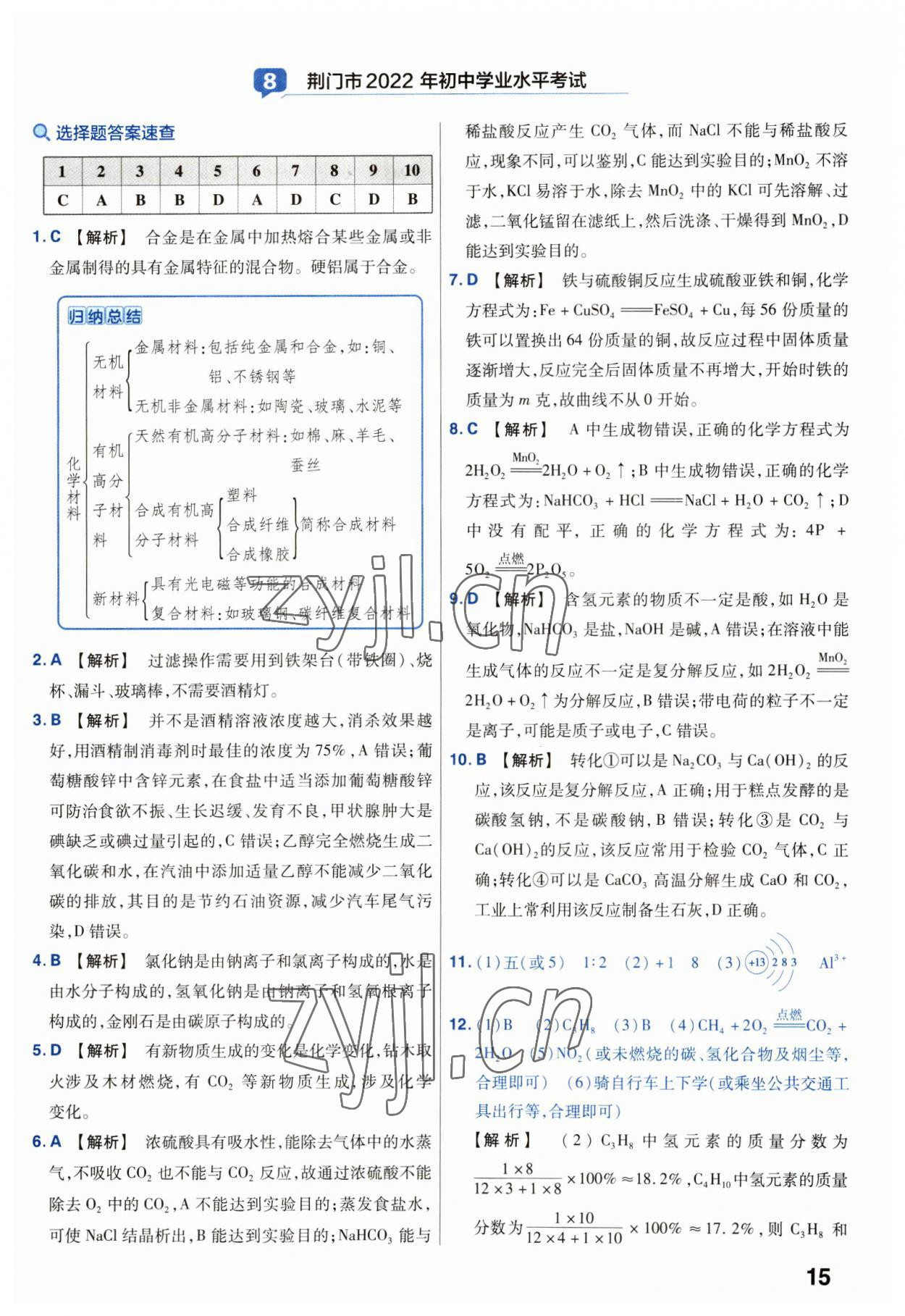 2023年金考卷45套匯編化學(xué)湖北專版 第15頁