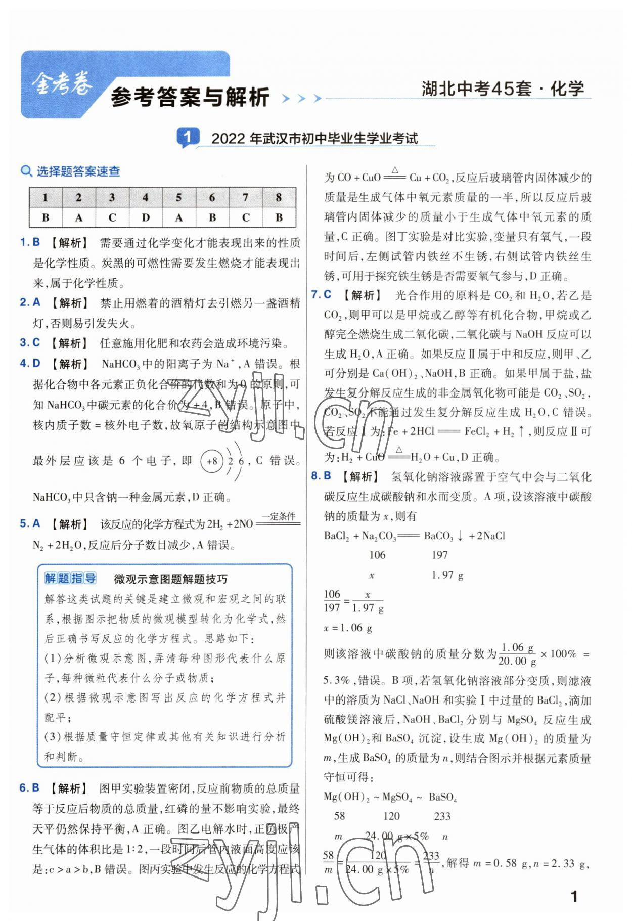 2023年金考卷45套匯編化學(xué)湖北專版 第1頁(yè)