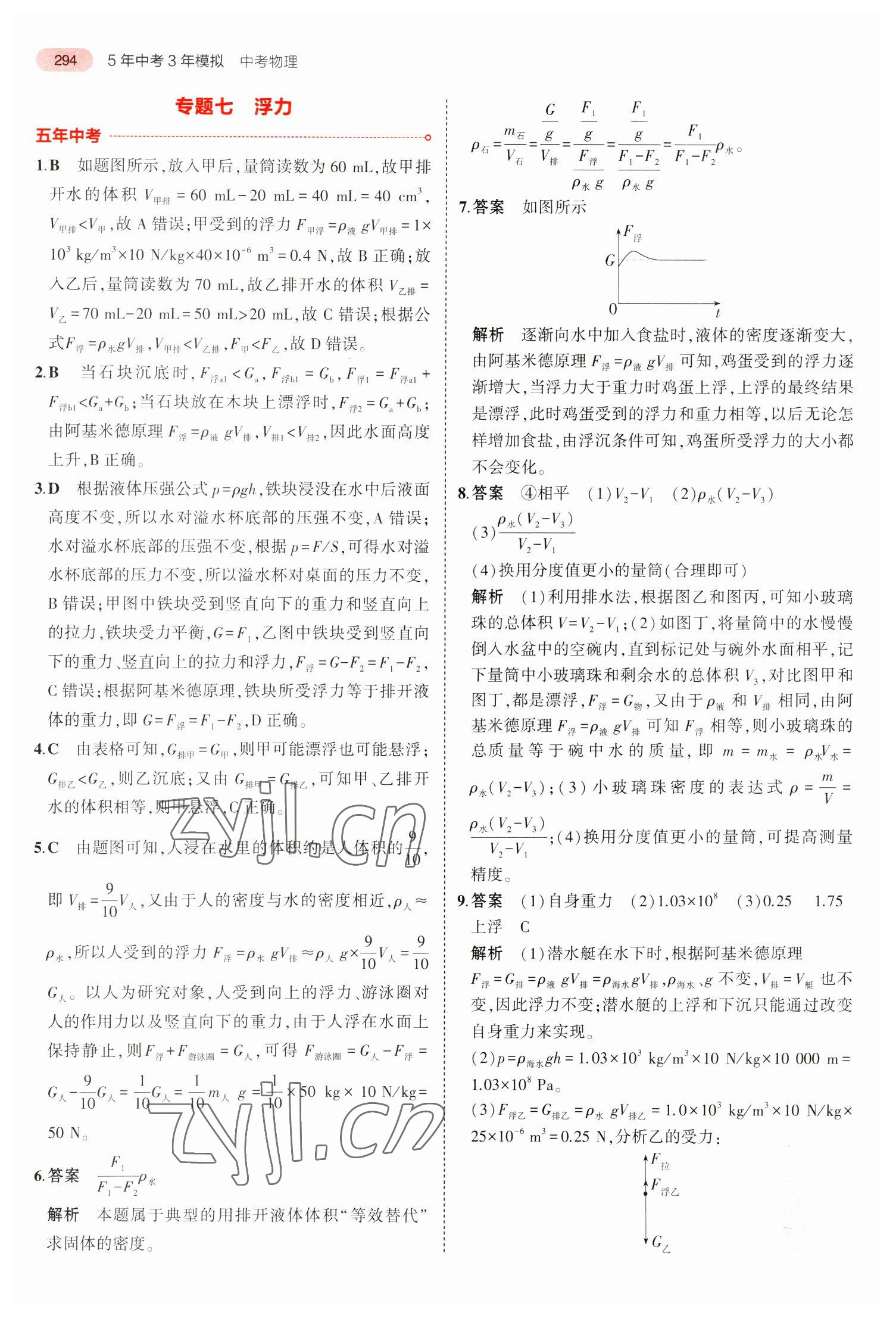 2023年5年中考3年模擬中考物理廣東專用 參考答案第22頁(yè)