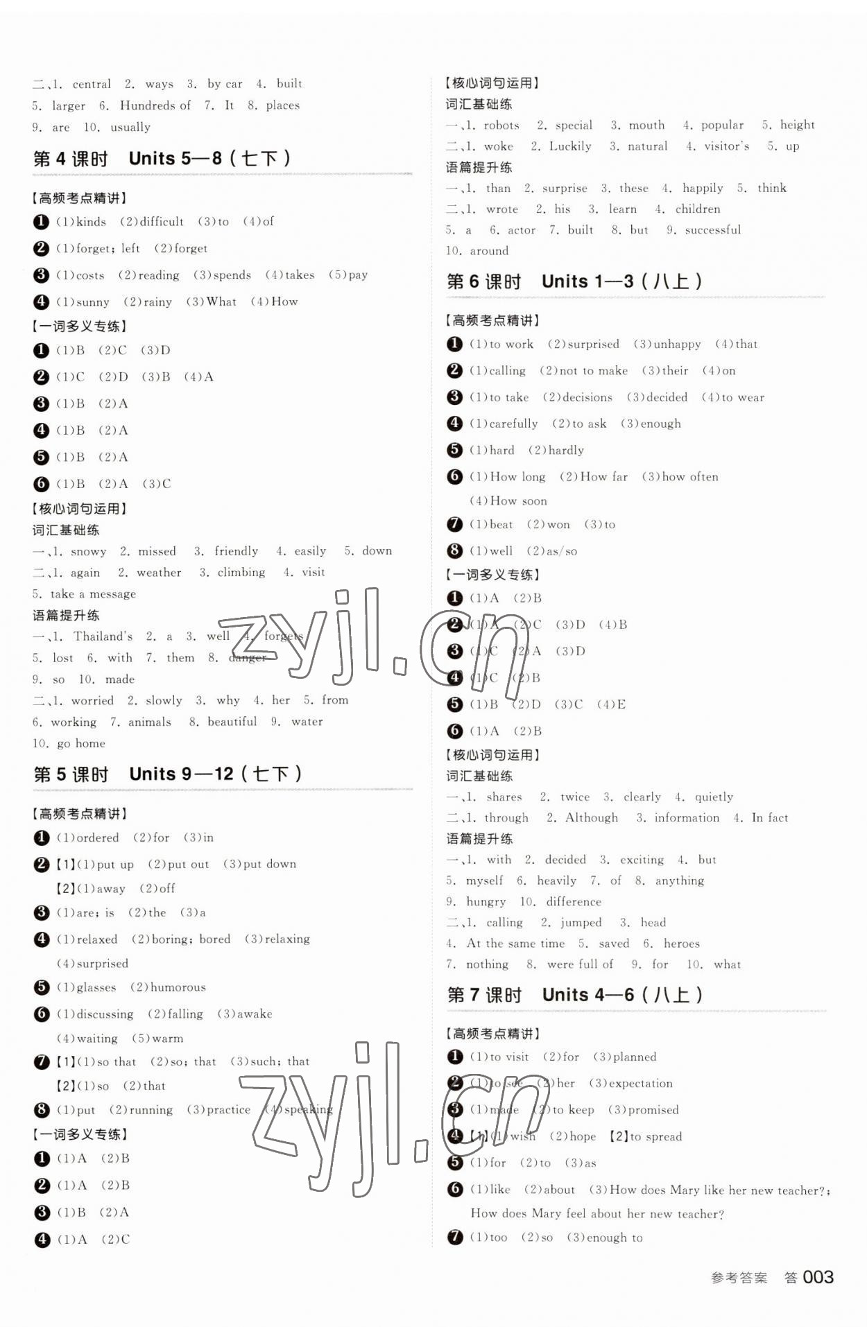 2023年全品中考復(fù)習(xí)方案英語寧夏專版 參考答案第2頁