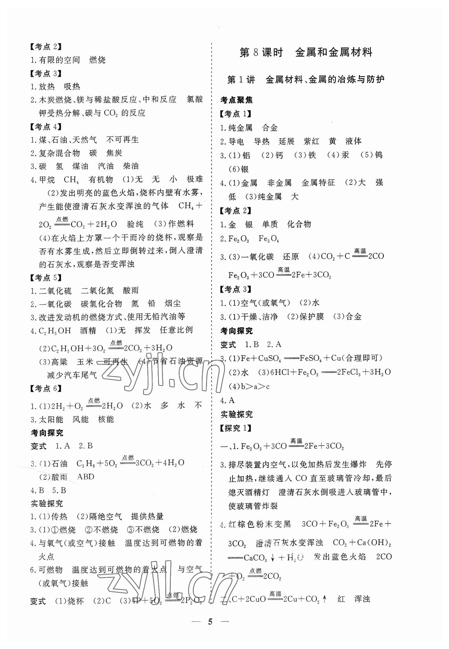 2023年致勝中考初中總復(fù)習(xí)指導(dǎo)用書化學(xué) 參考答案第5頁