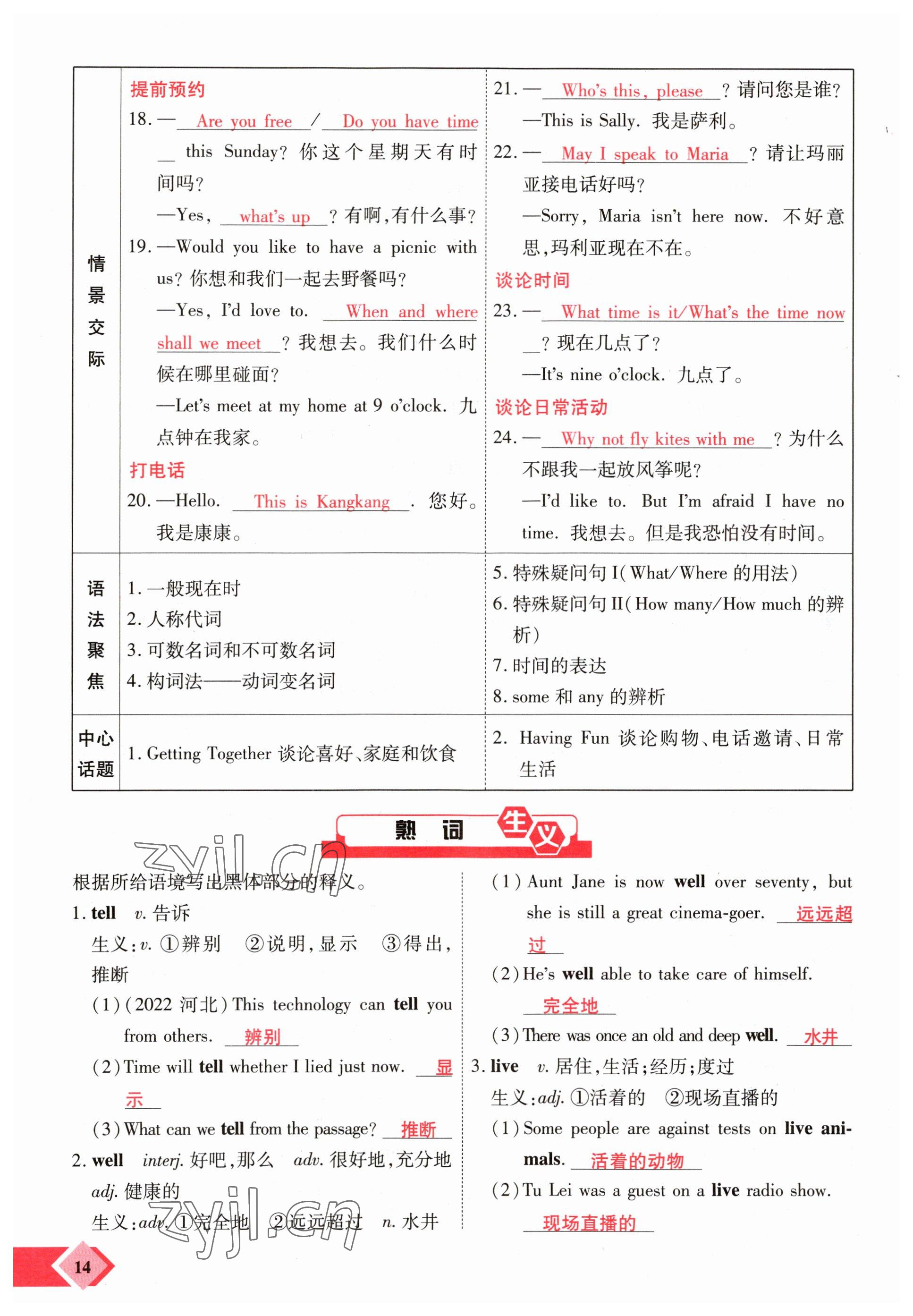 2023年新思路鄭州大學(xué)出版社英語課標(biāo)版河南專版 參考答案第14頁