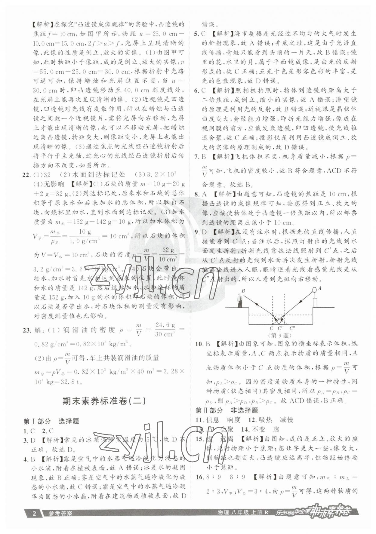 2022年樂知源作業(yè)集期末素養(yǎng)卷八年級物理上冊人教版 參考答案第2頁