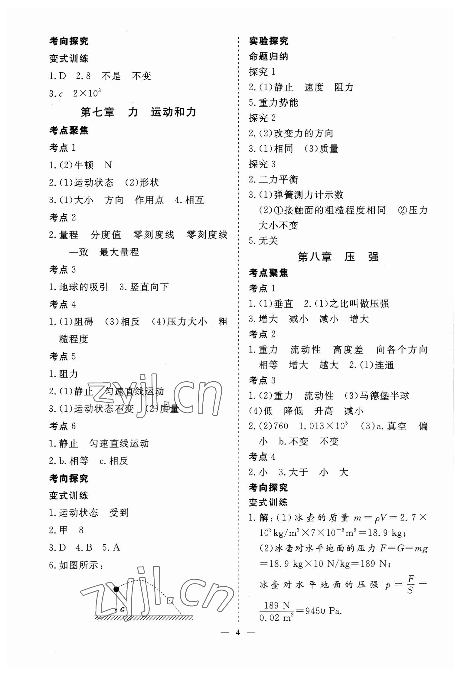 2023年致勝中考初中總復(fù)習(xí)指導(dǎo)用書(shū)物理 參考答案第4頁(yè)