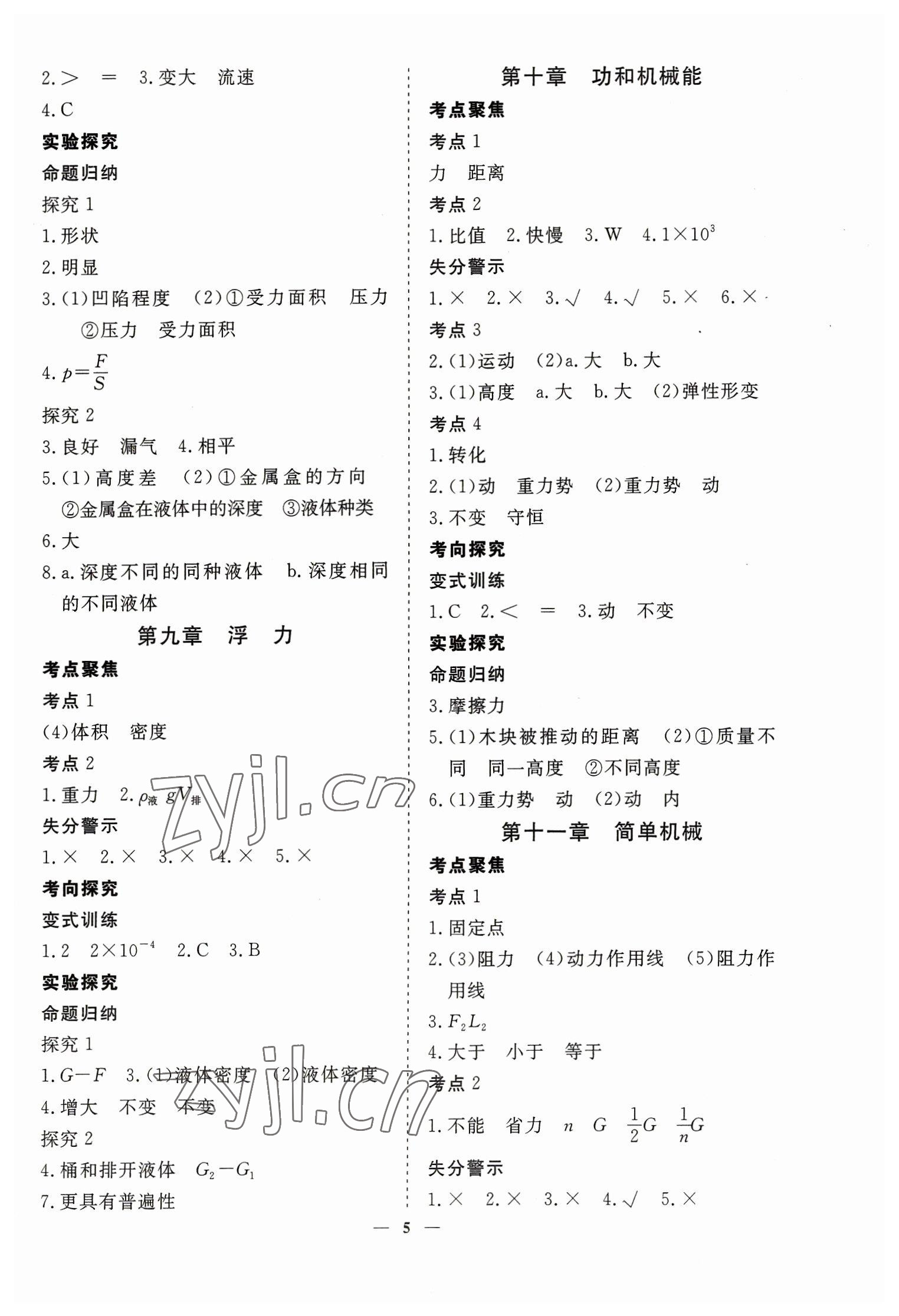 2023年致勝中考初中總復(fù)習(xí)指導(dǎo)用書(shū)物理 參考答案第5頁(yè)