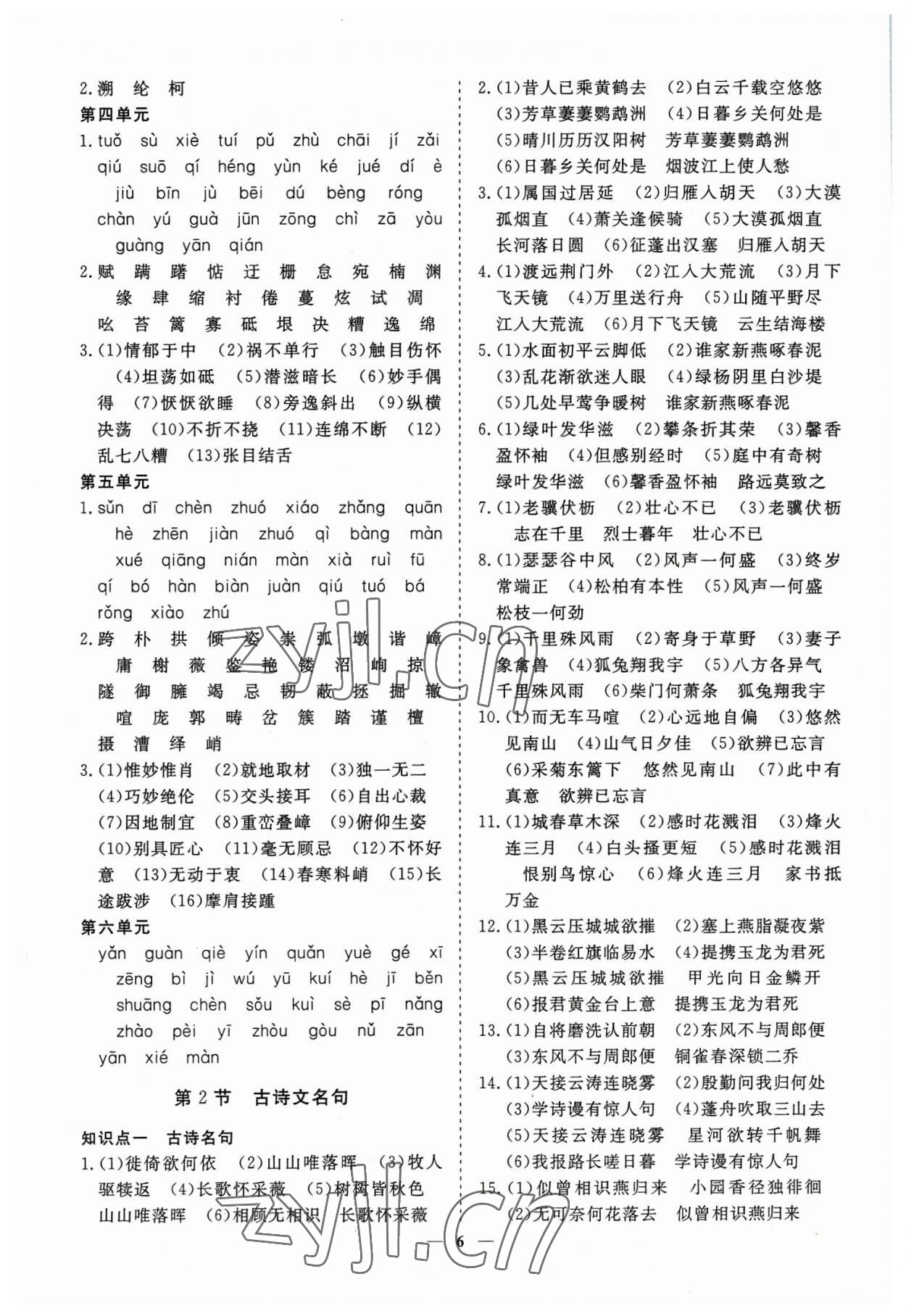 2023年致勝中考初中總復(fù)習(xí)指導(dǎo)用書(shū)語(yǔ)文 參考答案第6頁(yè)