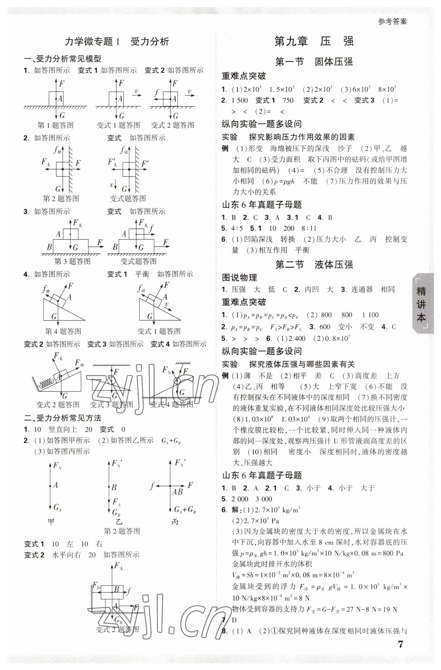 2023年萬唯中考試題研究物理山東專版 參考答案第6頁