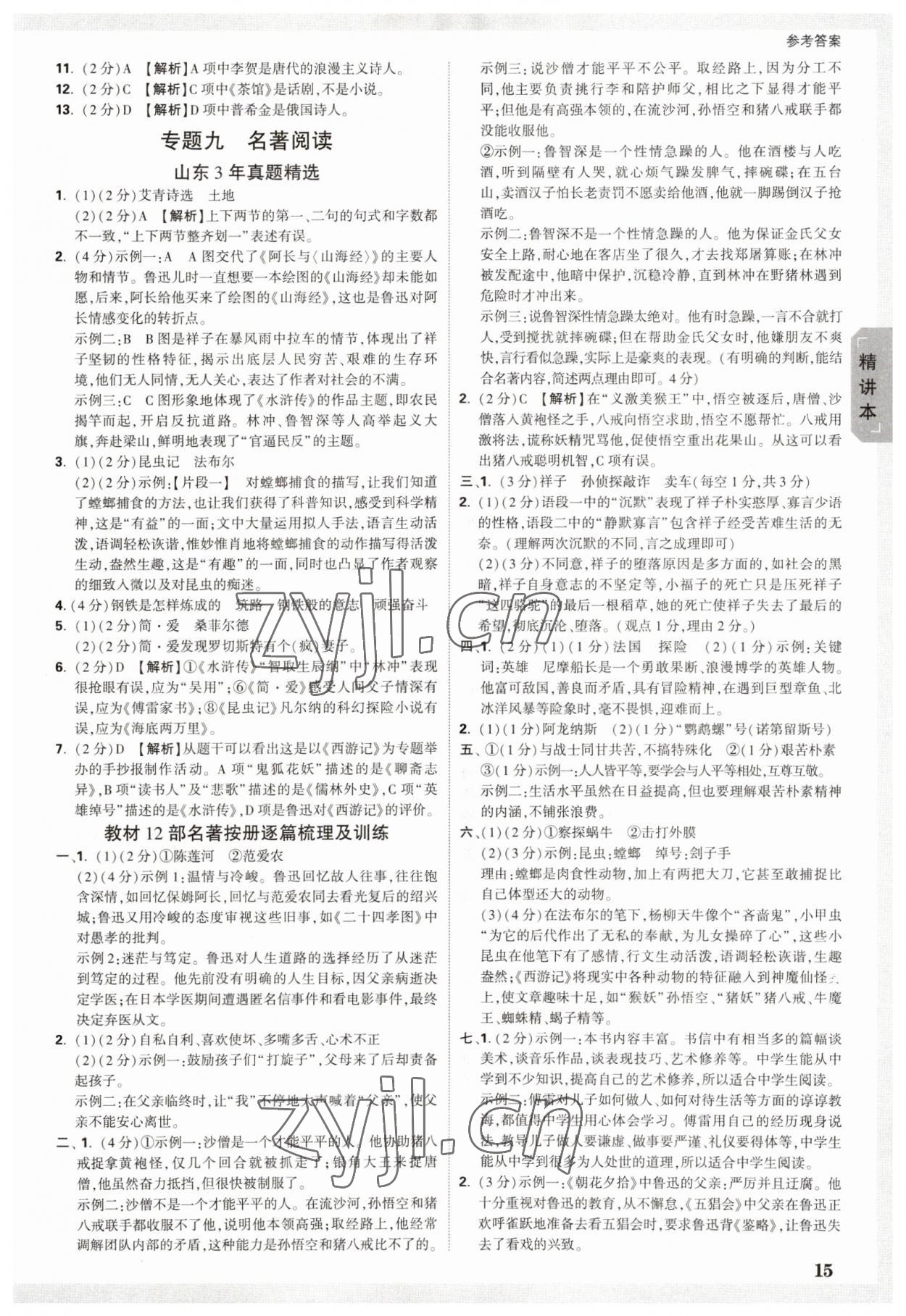 2023年萬(wàn)唯中考試題研究語(yǔ)文山東專用 參考答案第14頁(yè)