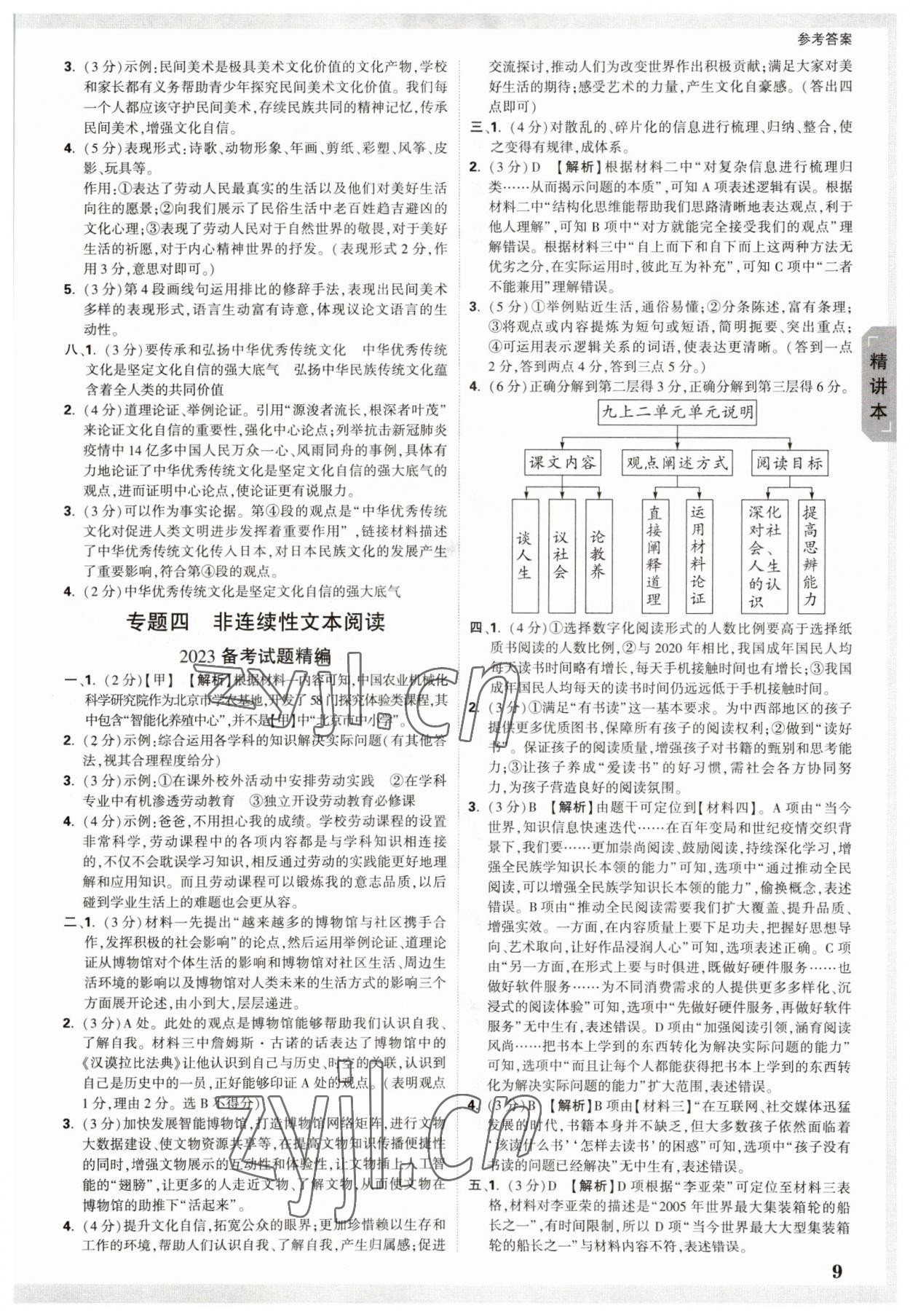 2023年万唯中考试题研究语文山东专用 参考答案第8页