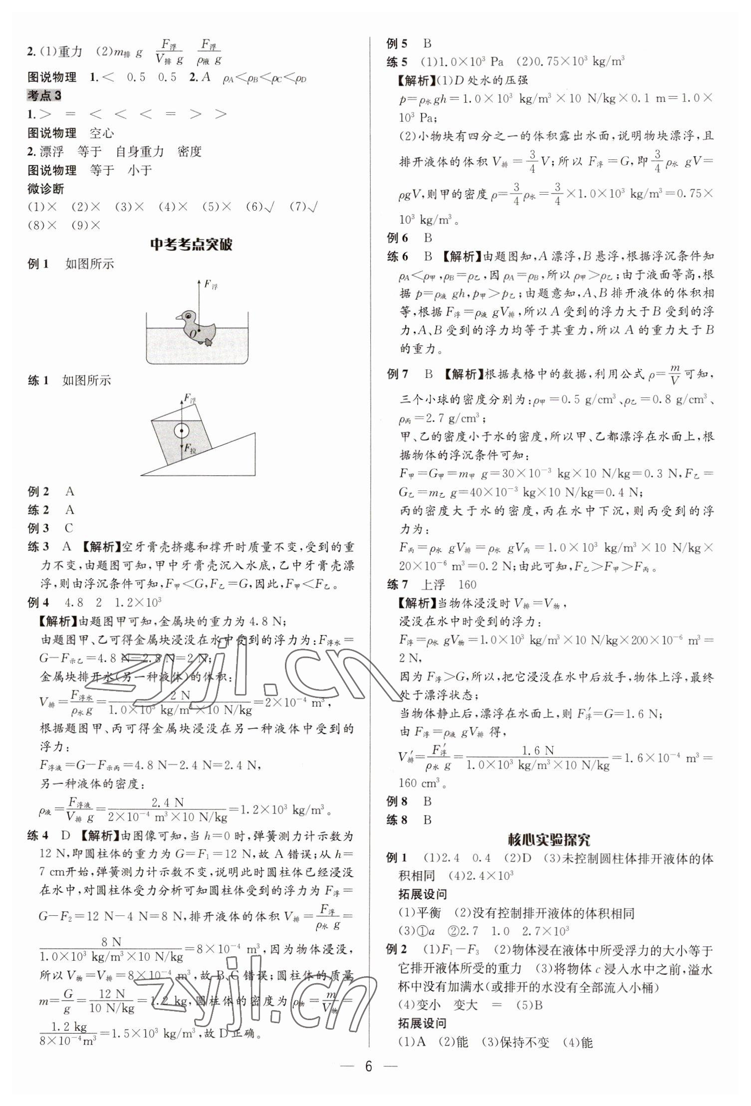 2023年中考對策物理臨沂專版 參考答案第6頁